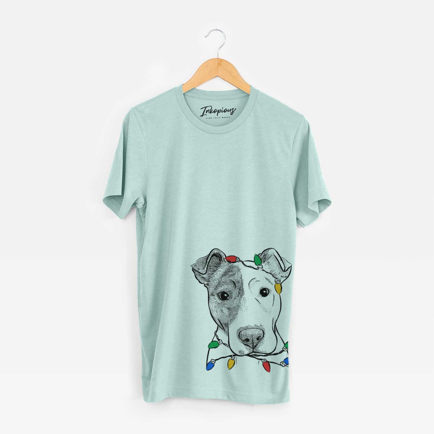 Christmas Lights Manchi the Pitbull Mix - Unisex Crewneck