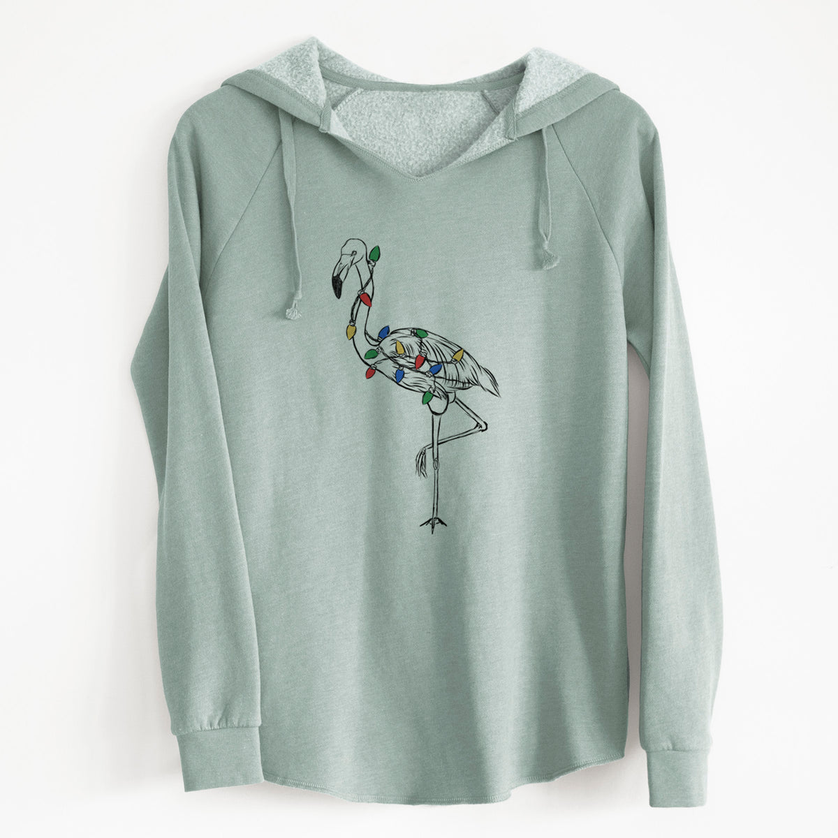 Christmas Lights Mango the Flamingo - Cali Wave Hooded Sweatshirt
