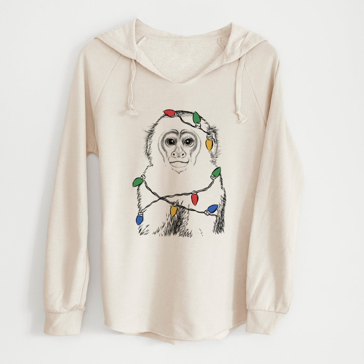 Christmas Lights Marcel the Capuchin Monkey - Cali Wave Hooded Sweatshirt