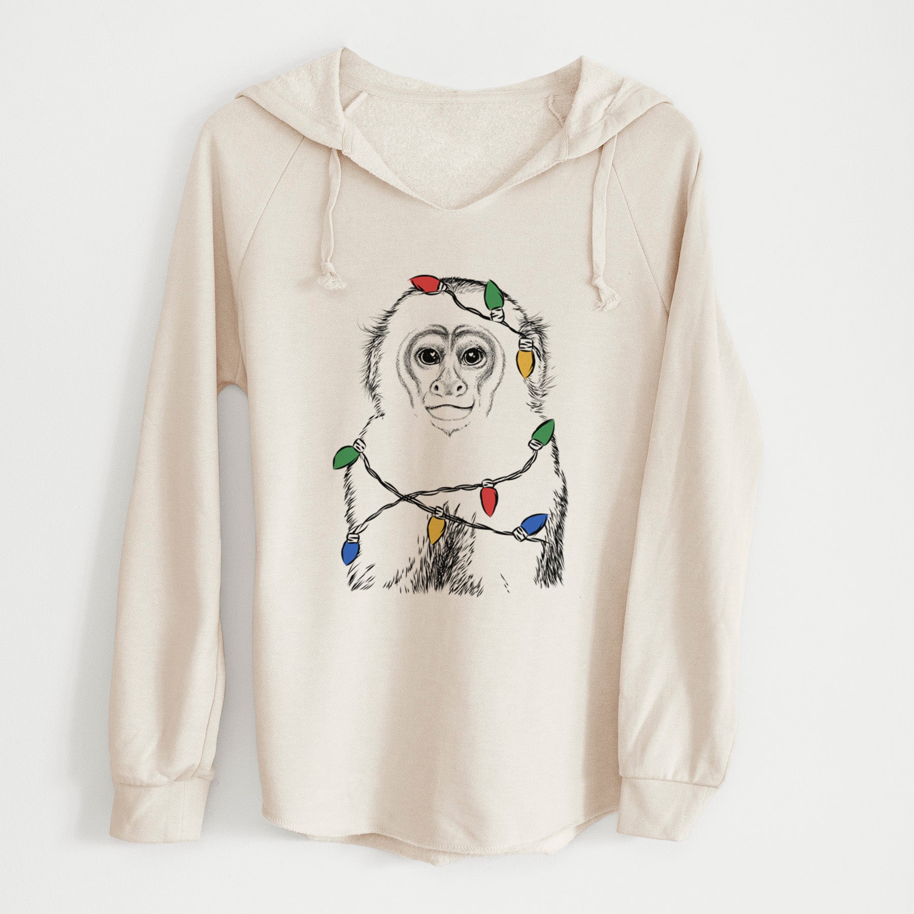 Christmas Lights Marcel the Capuchin Monkey - Cali Wave Hooded Sweatshirt