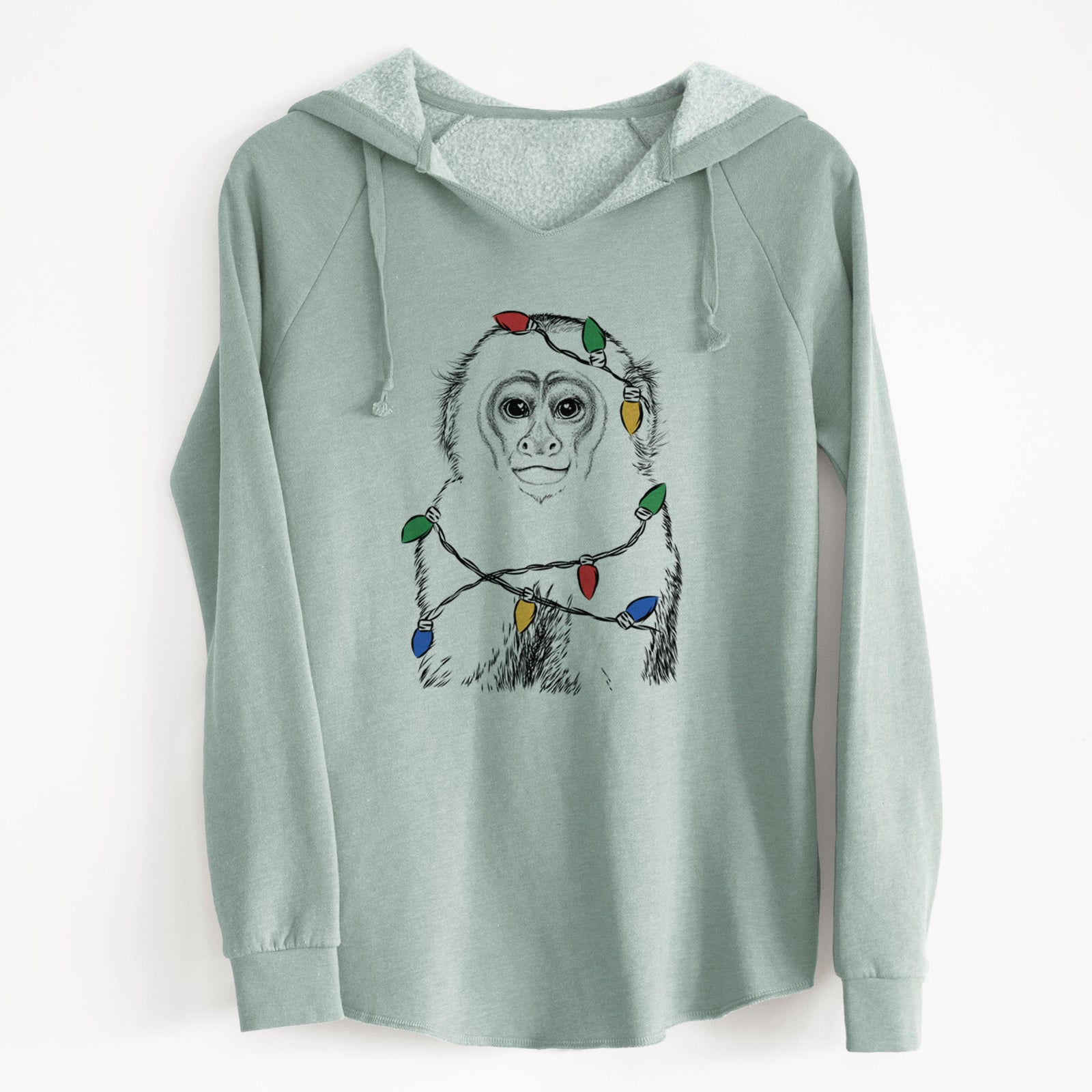 Christmas Lights Marcel the Capuchin Monkey - Cali Wave Hooded Sweatshirt