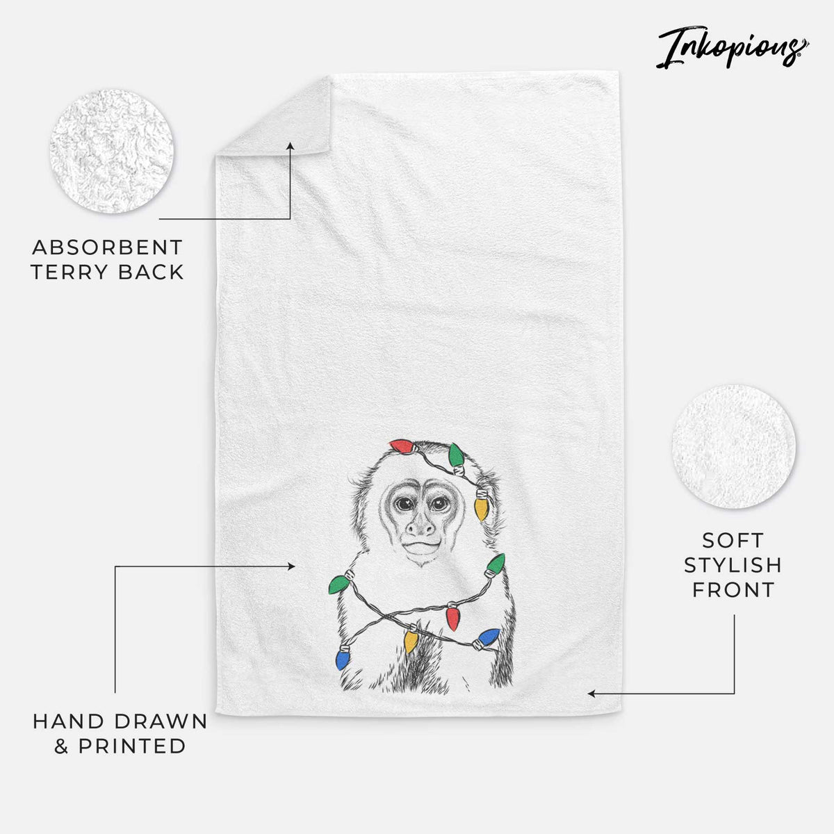 Marcel the Capuchin Monkey Decorative Hand Towel