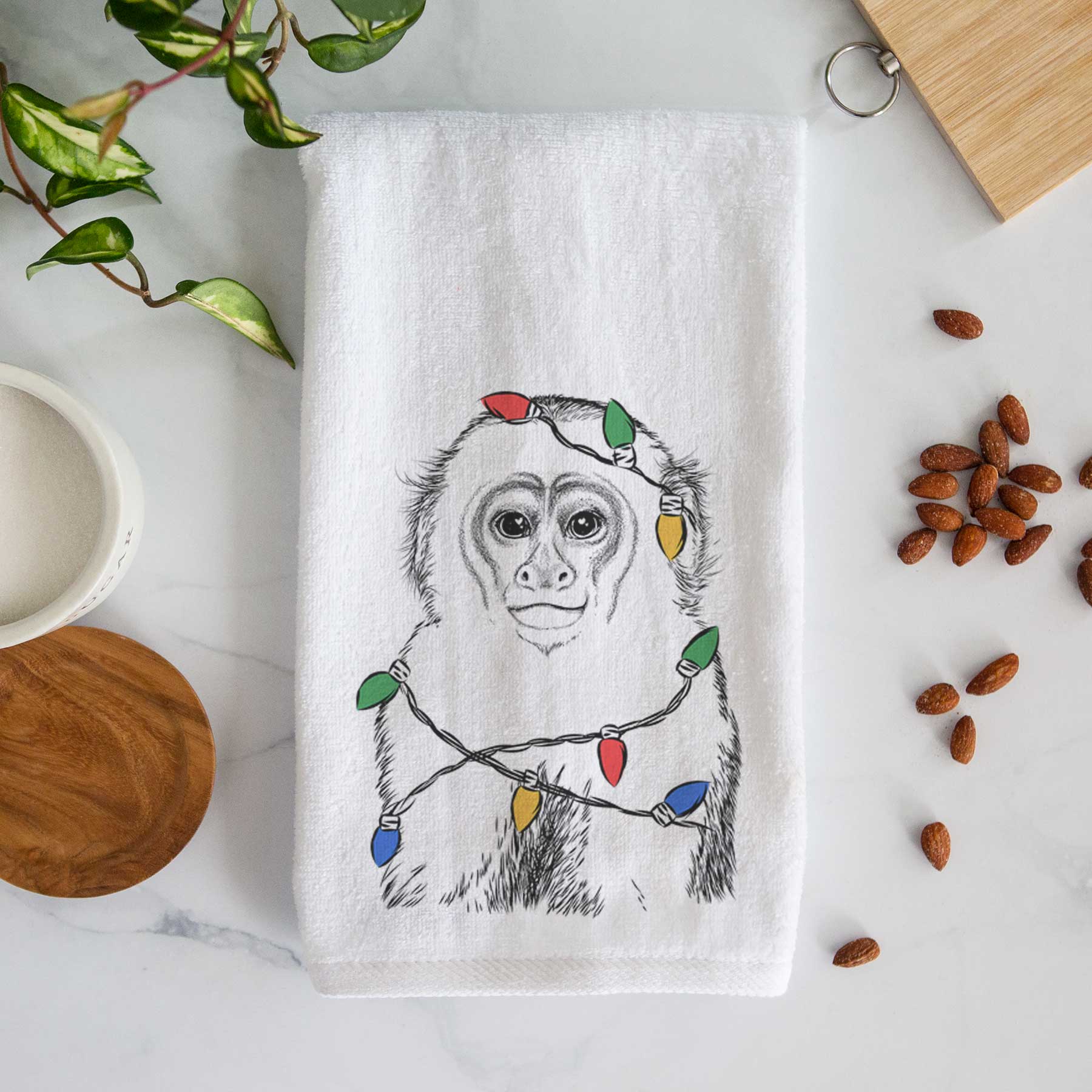 Marcel the Capuchin Monkey Decorative Hand Towel