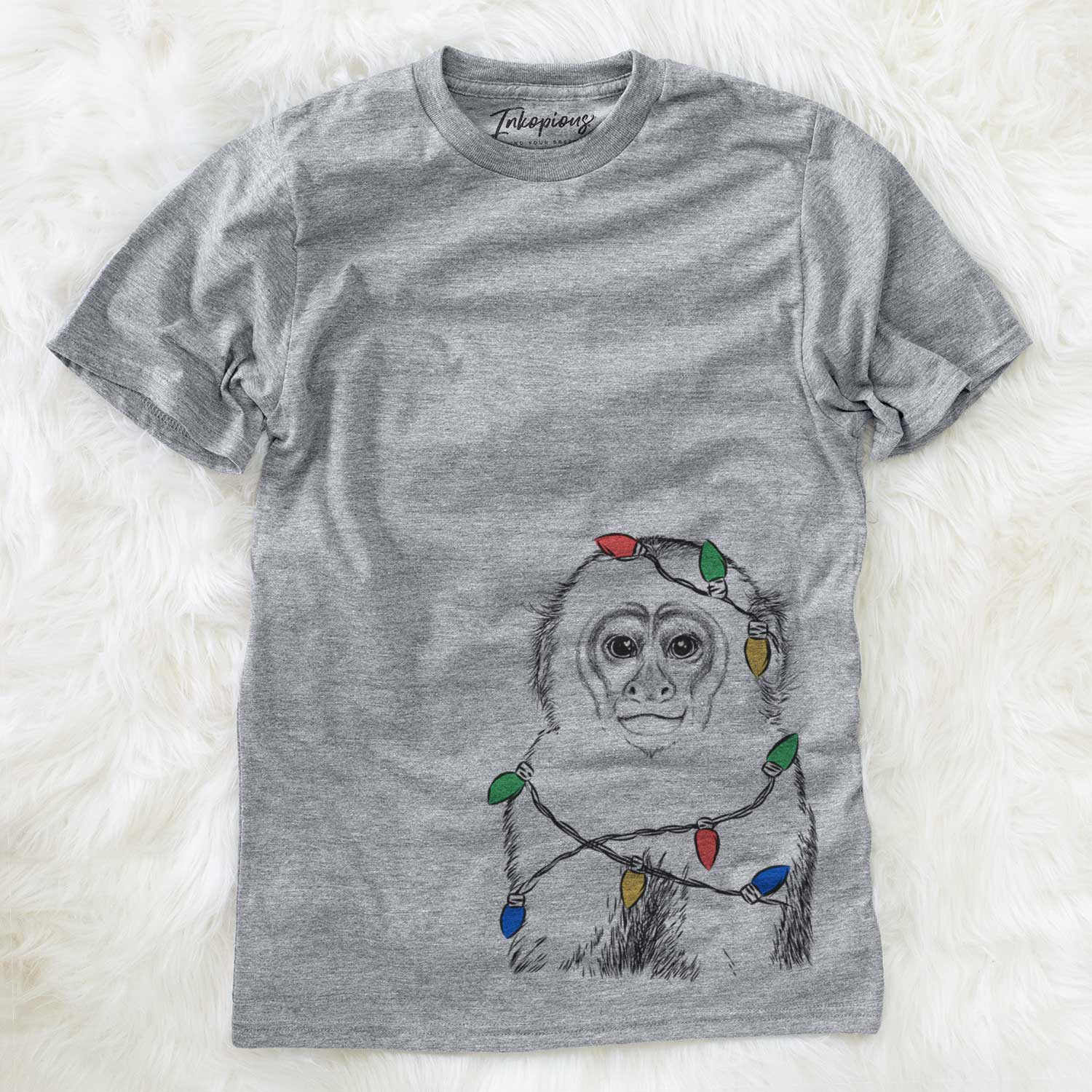 Christmas Lights Marcel the Capuchin Monkey - Unisex Crewneck