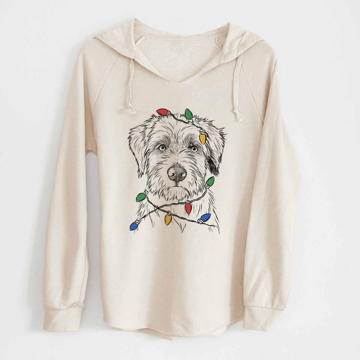 Christmas Lights Marek the Bernedoodle - Cali Wave Hooded Sweatshirt