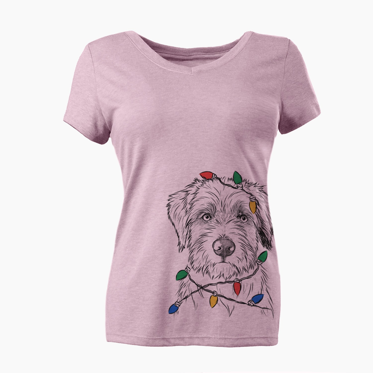 Christmas Lights Marek the Bernedoodle - Women's Perfect V-neck Shirt