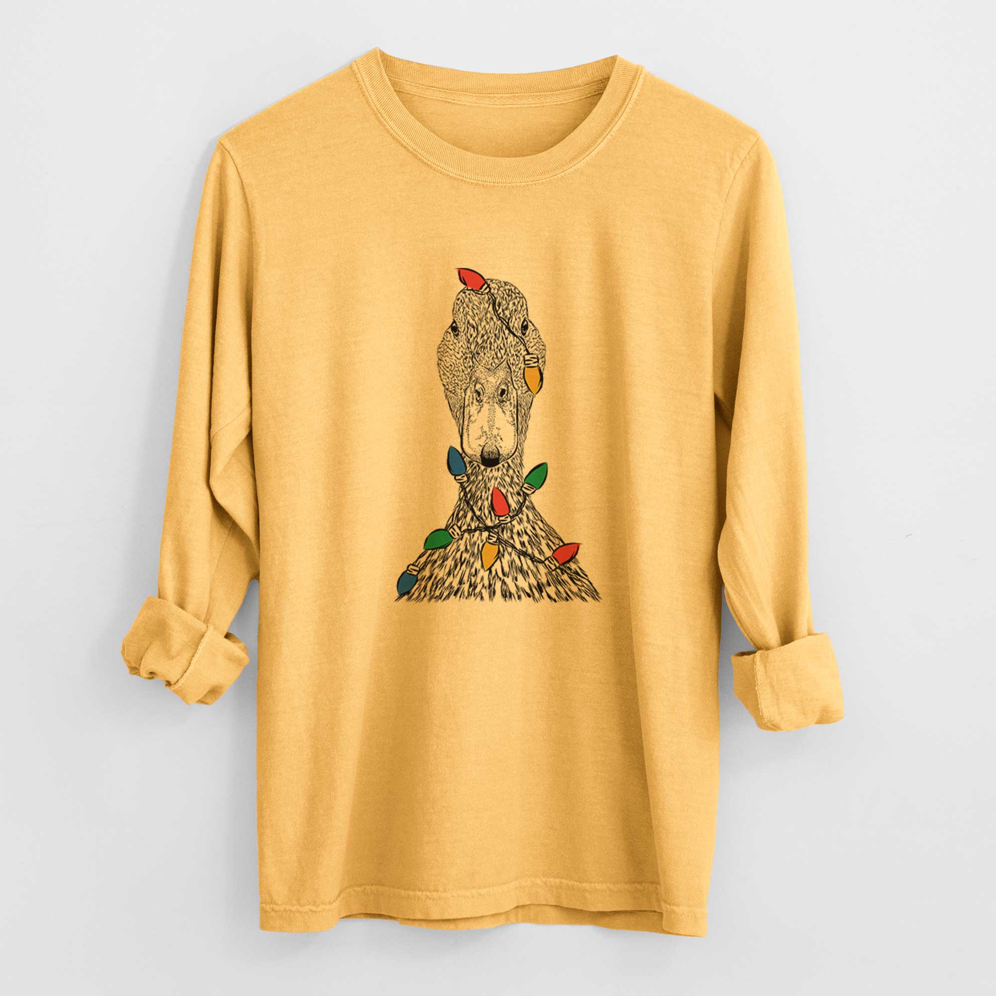 Christmas Lights Marge the Mallard Duck - Heavyweight 100% Cotton Long Sleeve