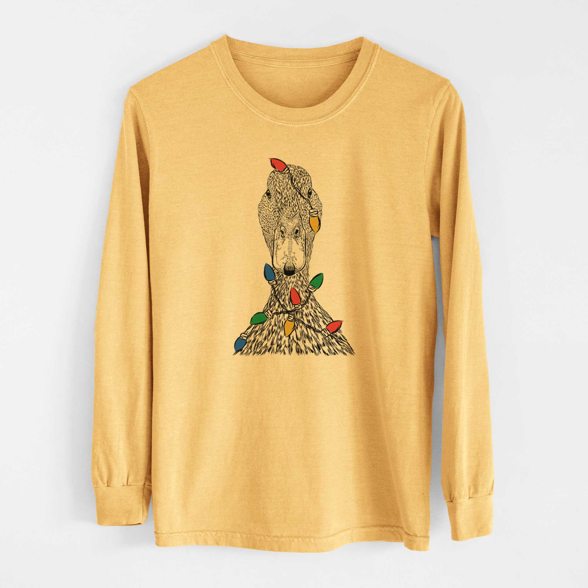 Christmas Lights Marge the Mallard Duck - Heavyweight 100% Cotton Long Sleeve