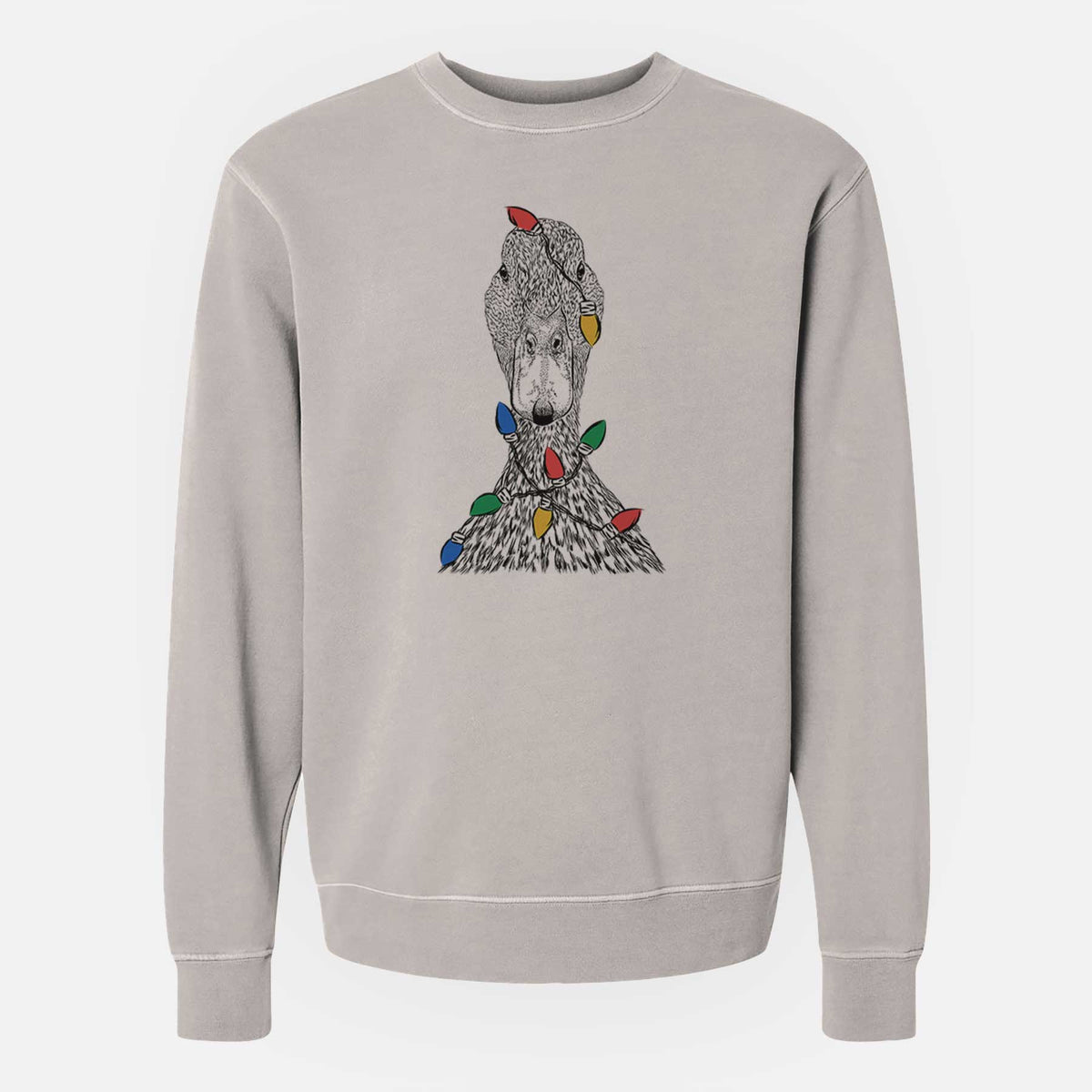 Christmas Lights Marge the Mallard Duck - Unisex Pigment Dyed Crew Sweatshirt