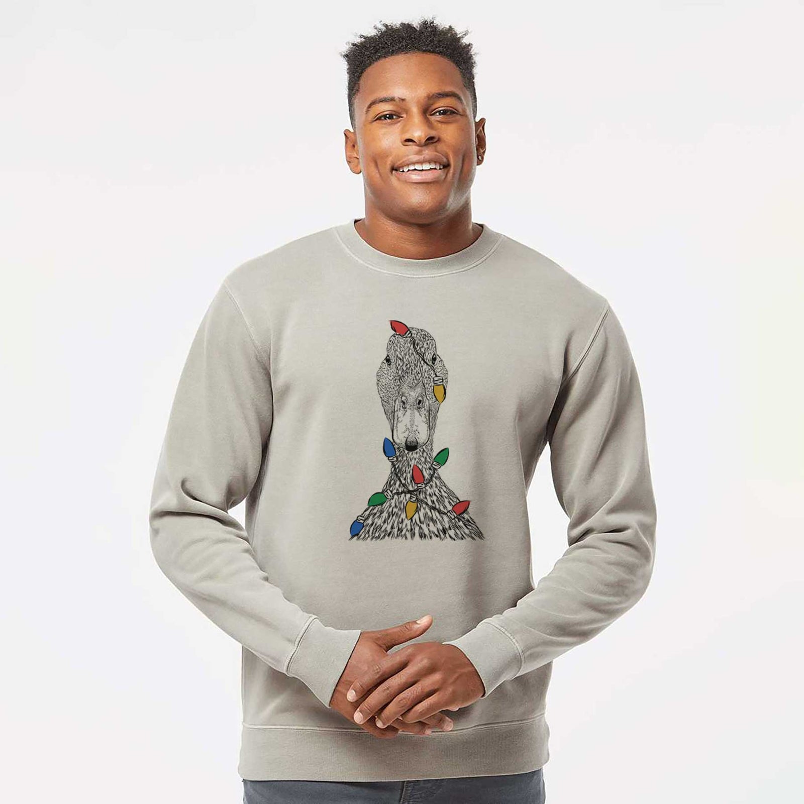 Christmas Lights Marge the Mallard Duck - Unisex Pigment Dyed Crew Sweatshirt