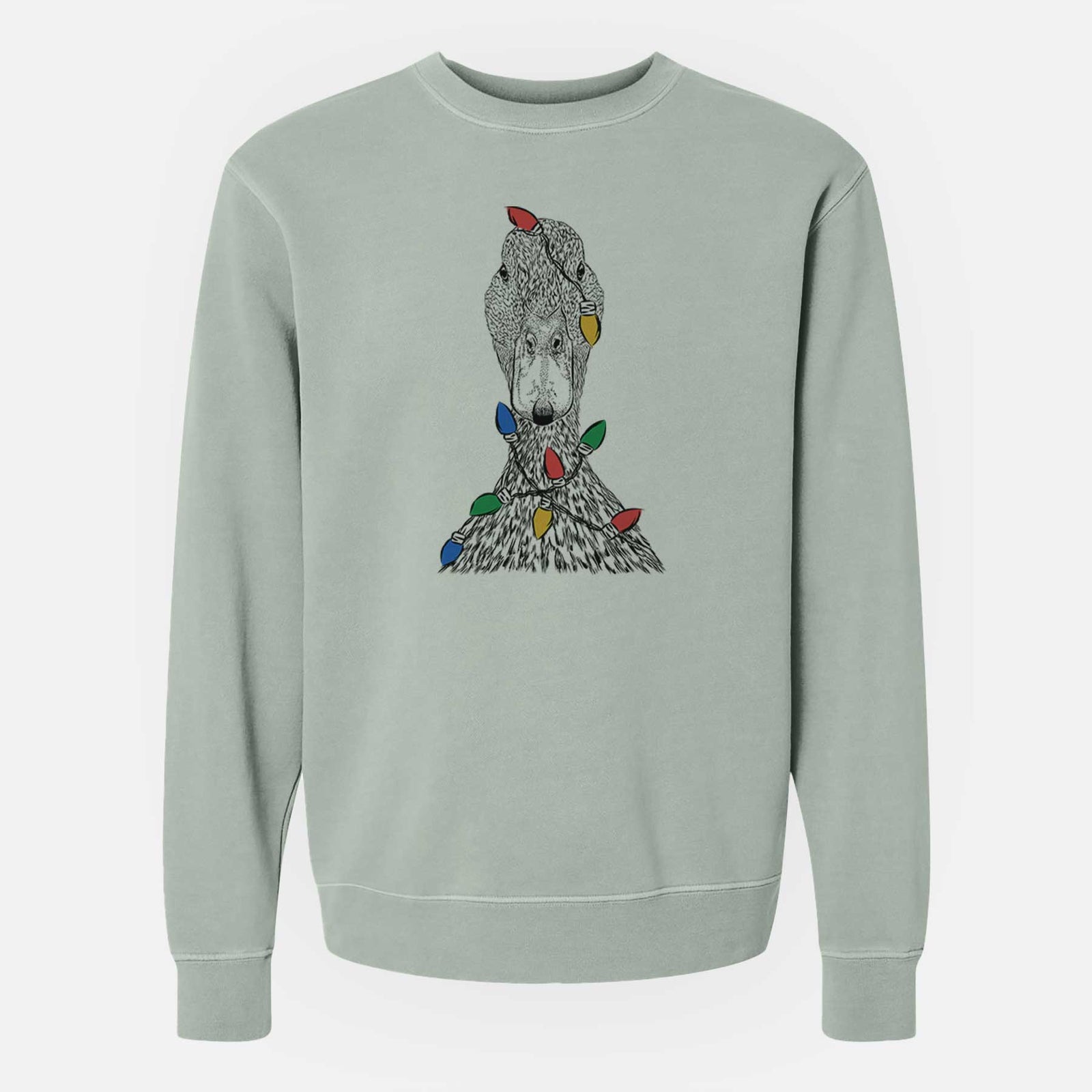 Christmas Lights Marge the Mallard Duck - Unisex Pigment Dyed Crew Sweatshirt