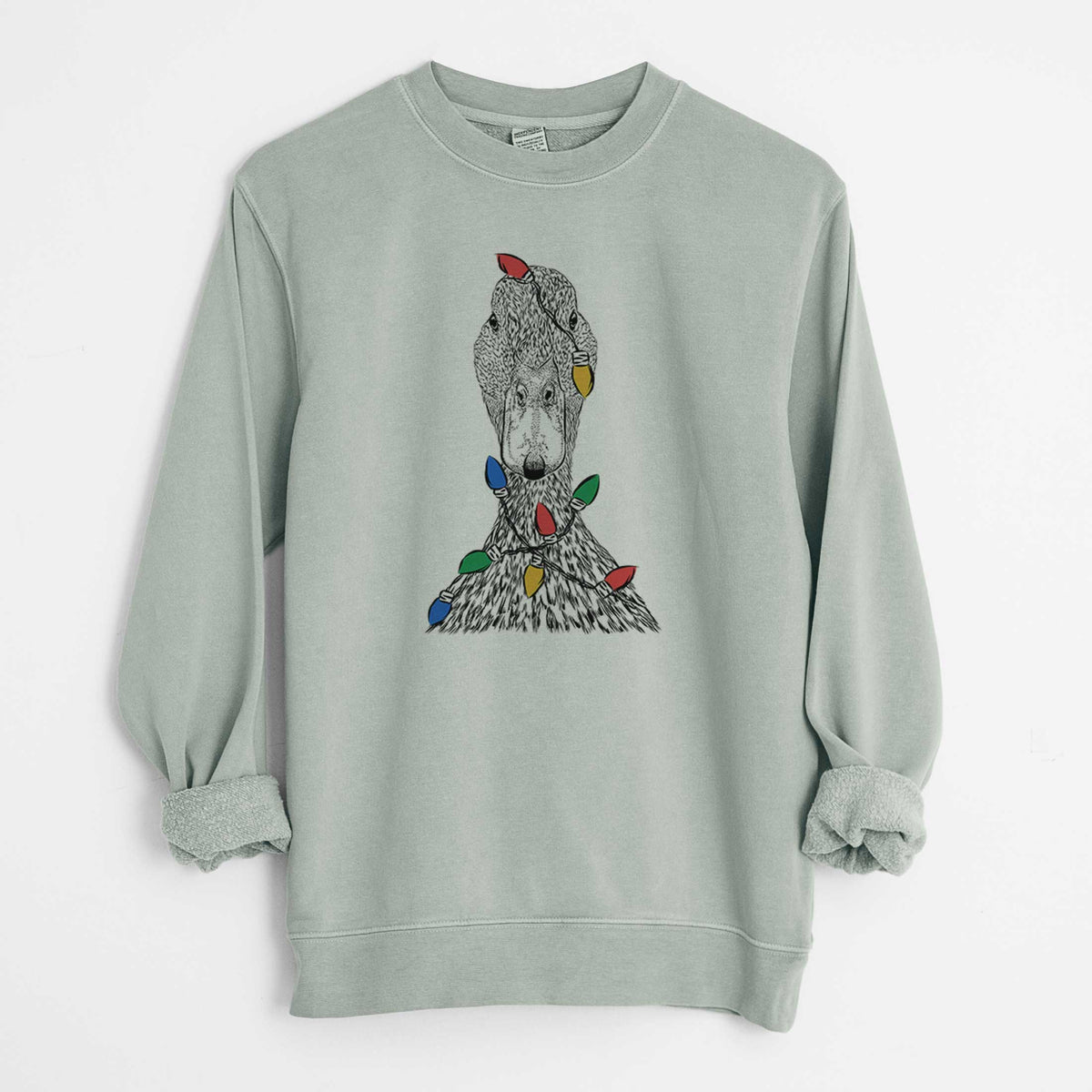 Christmas Lights Marge the Mallard Duck - Unisex Pigment Dyed Crew Sweatshirt