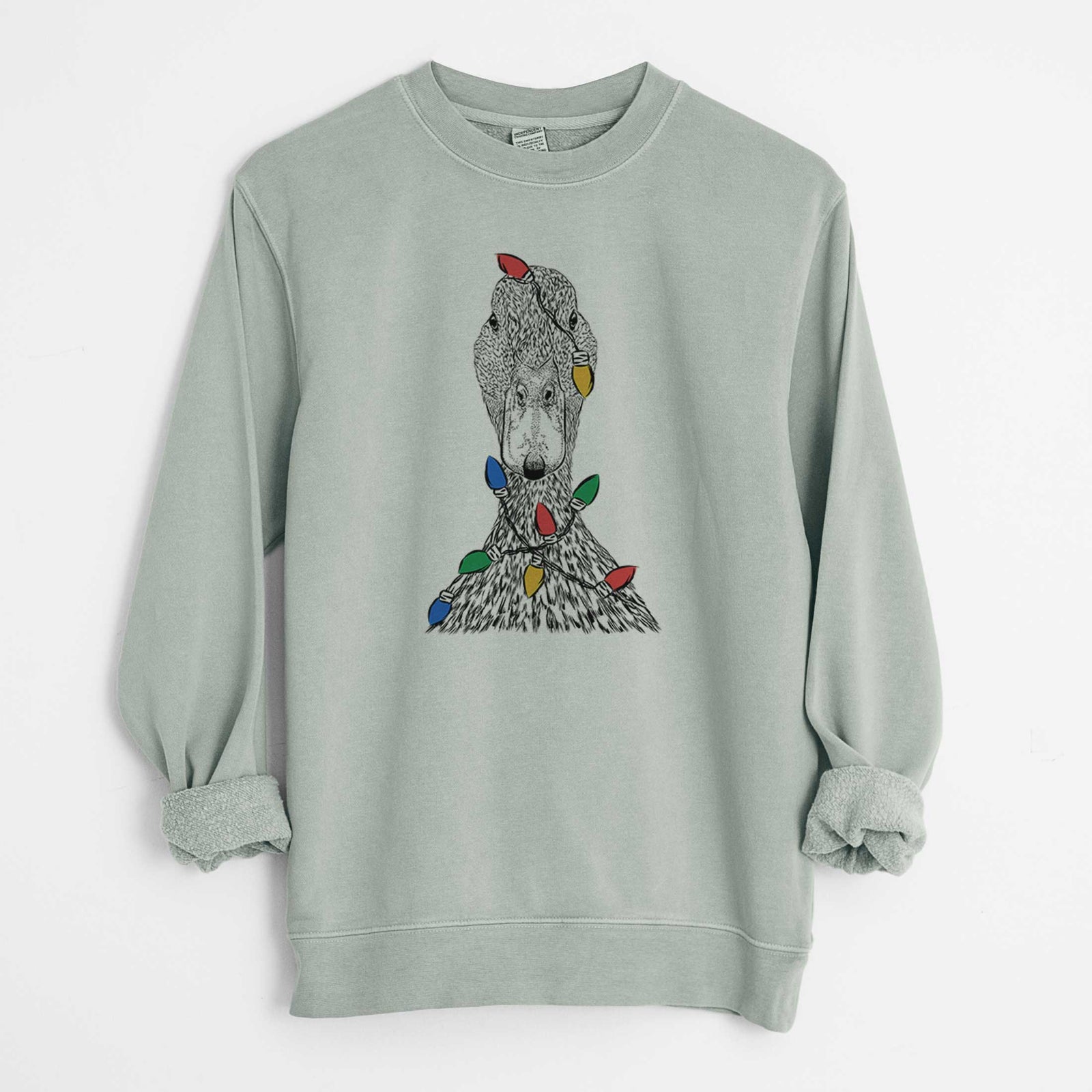 Christmas Lights Marge the Mallard Duck - Unisex Pigment Dyed Crew Sweatshirt