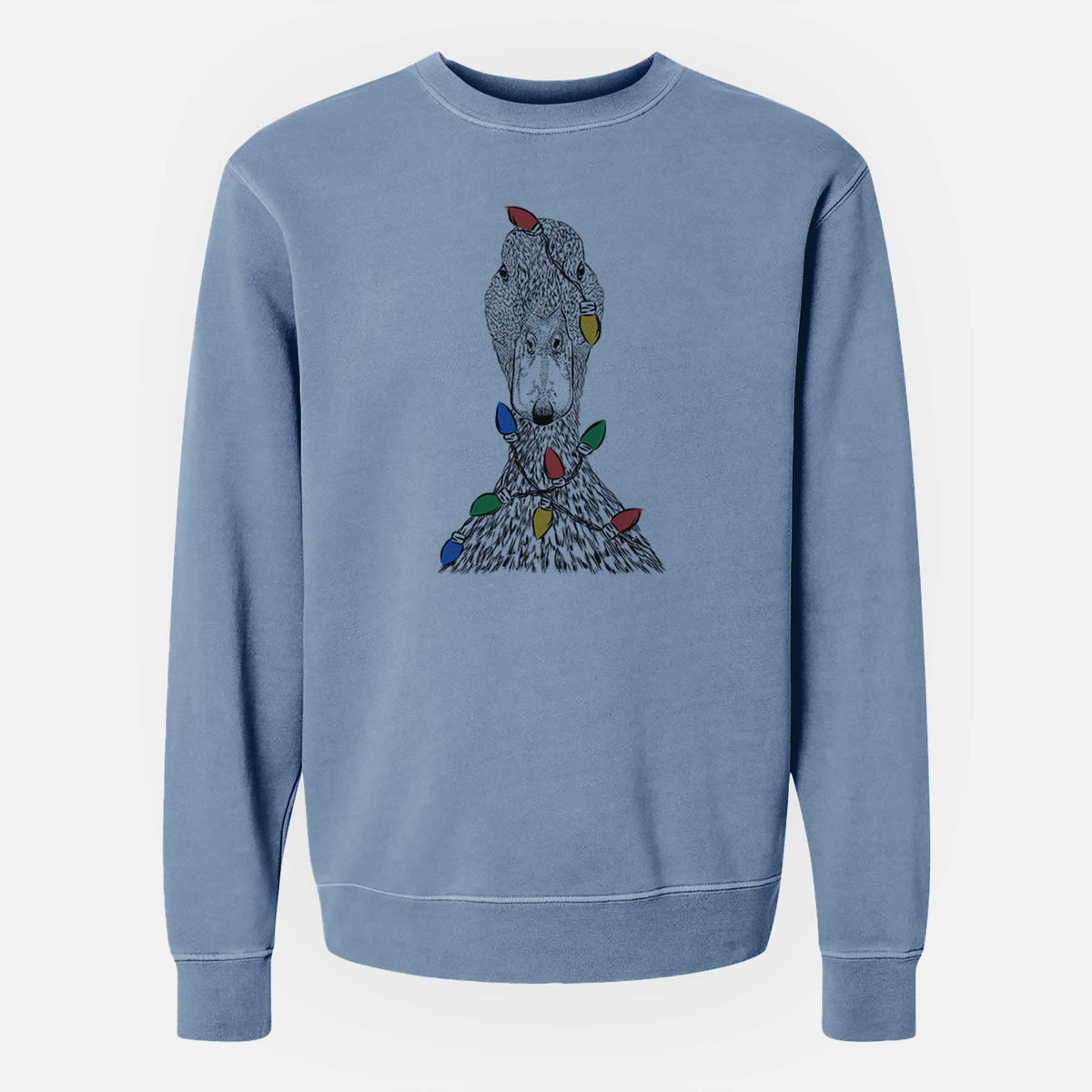 Christmas Lights Marge the Mallard Duck - Unisex Pigment Dyed Crew Sweatshirt
