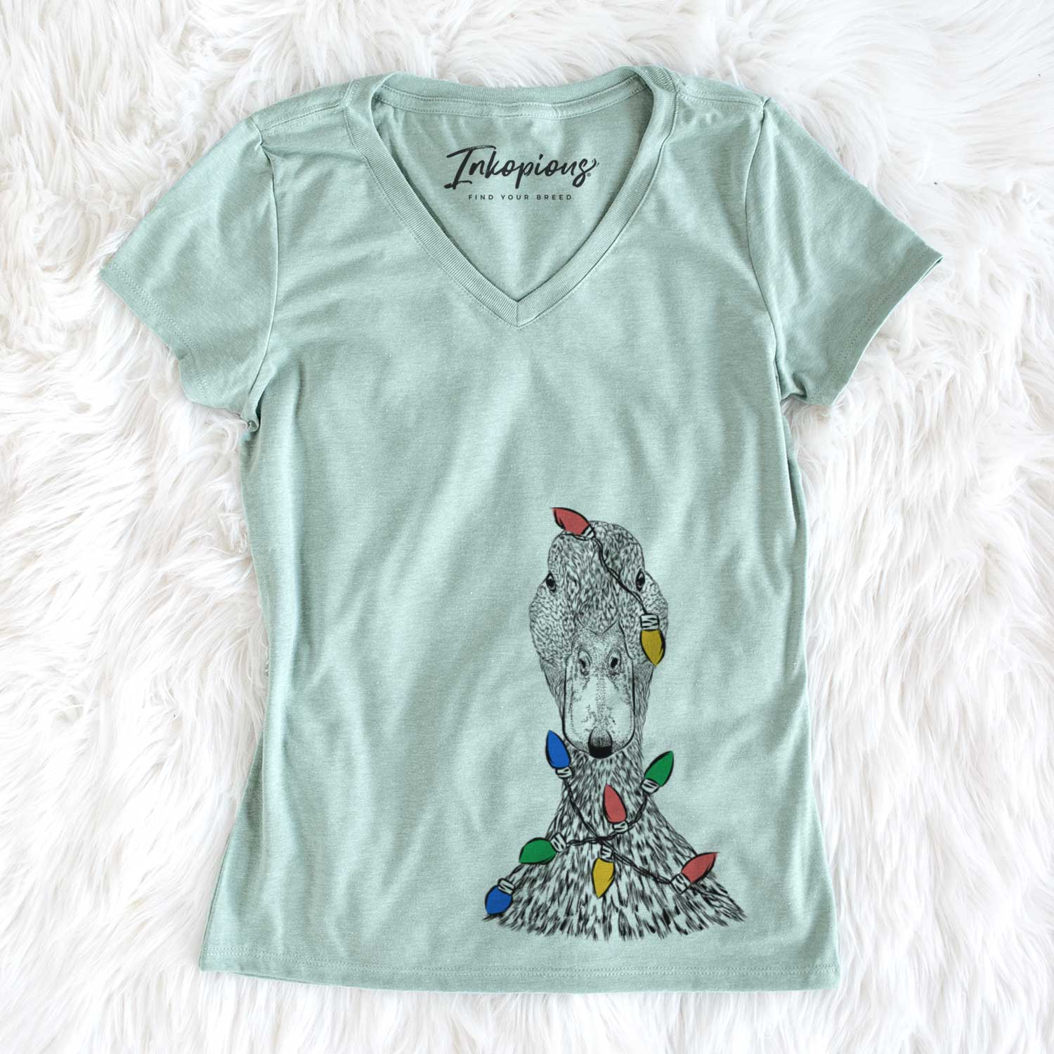 Christmas Lights Marge the Mallard Duck - Women's V-neck Shirt