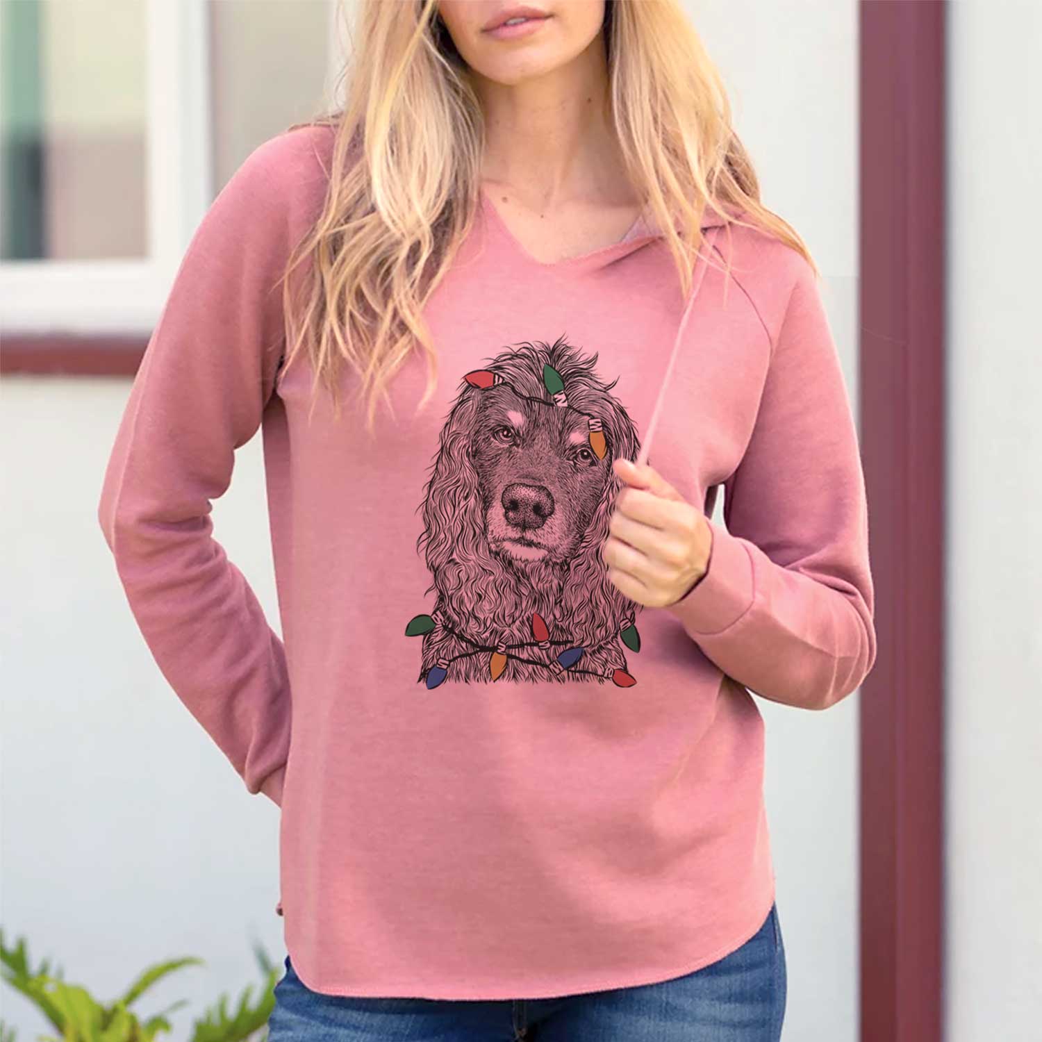 Christmas Lights Marley Boy the American Cocker Spaniel - Cali Wave Hooded Sweatshirt