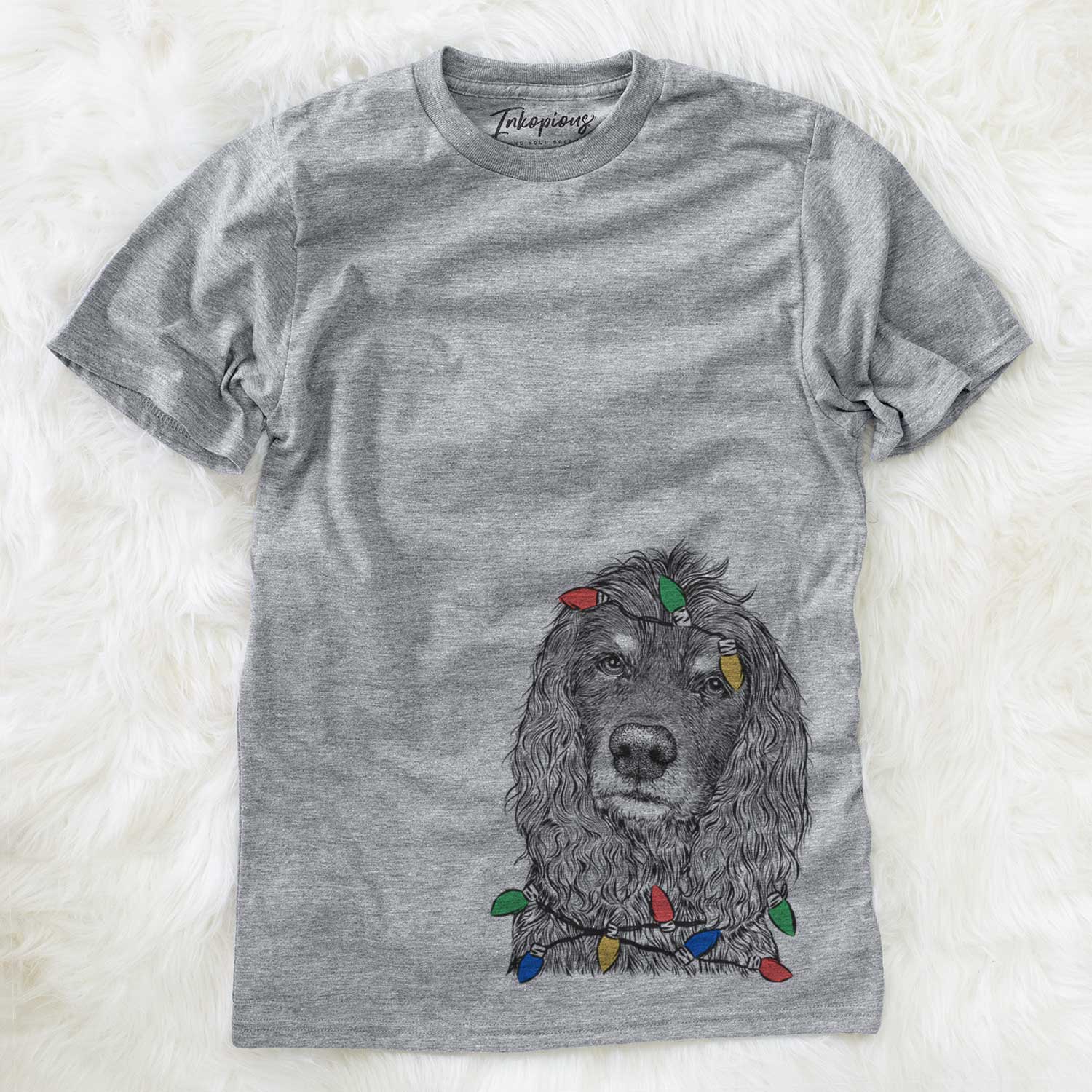 Christmas Lights Marley Boy the American Cocker Spaniel - Unisex Crewneck