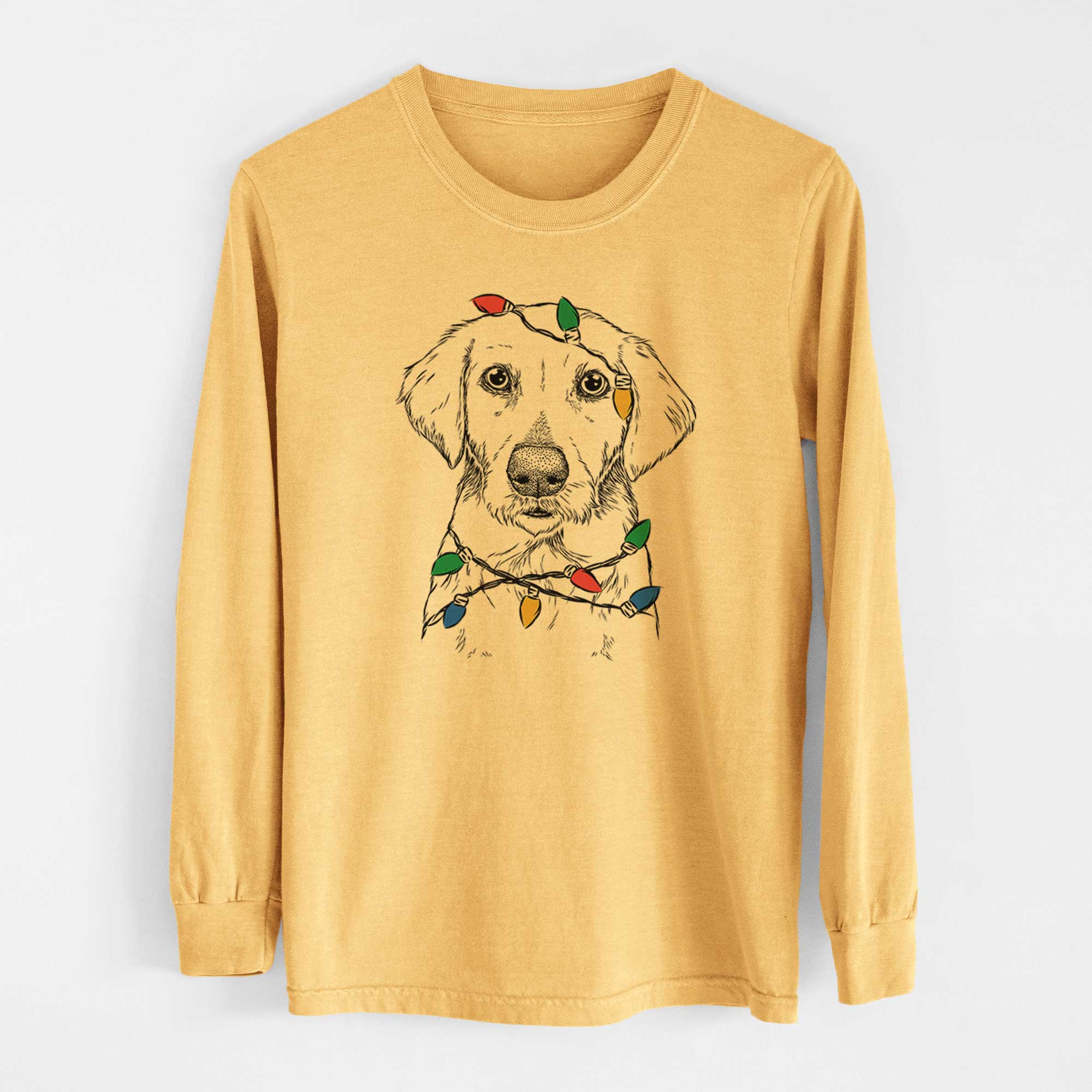 Christmas Lights Marley Sue the Labradoodle - Heavyweight 100% Cotton Long Sleeve
