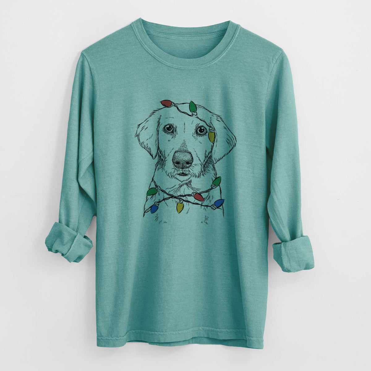Christmas Lights Marley Sue the Labradoodle - Heavyweight 100% Cotton Long Sleeve