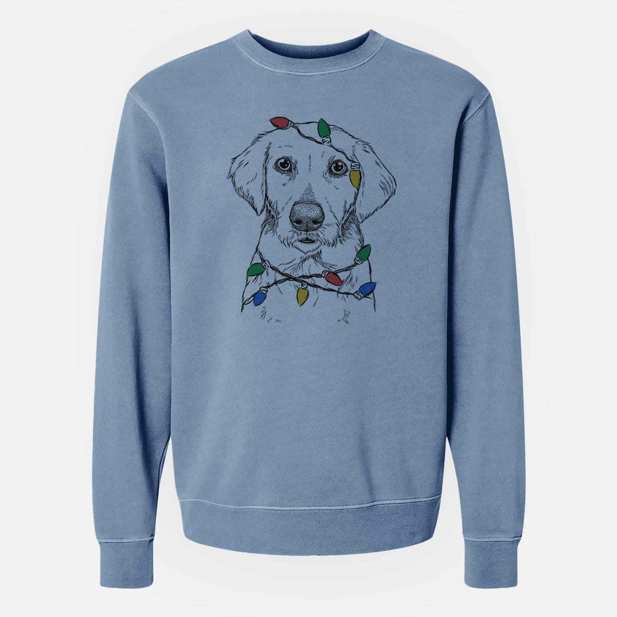 Christmas Lights Marley Sue the Labradoodle - Unisex Pigment Dyed Crew Sweatshirt