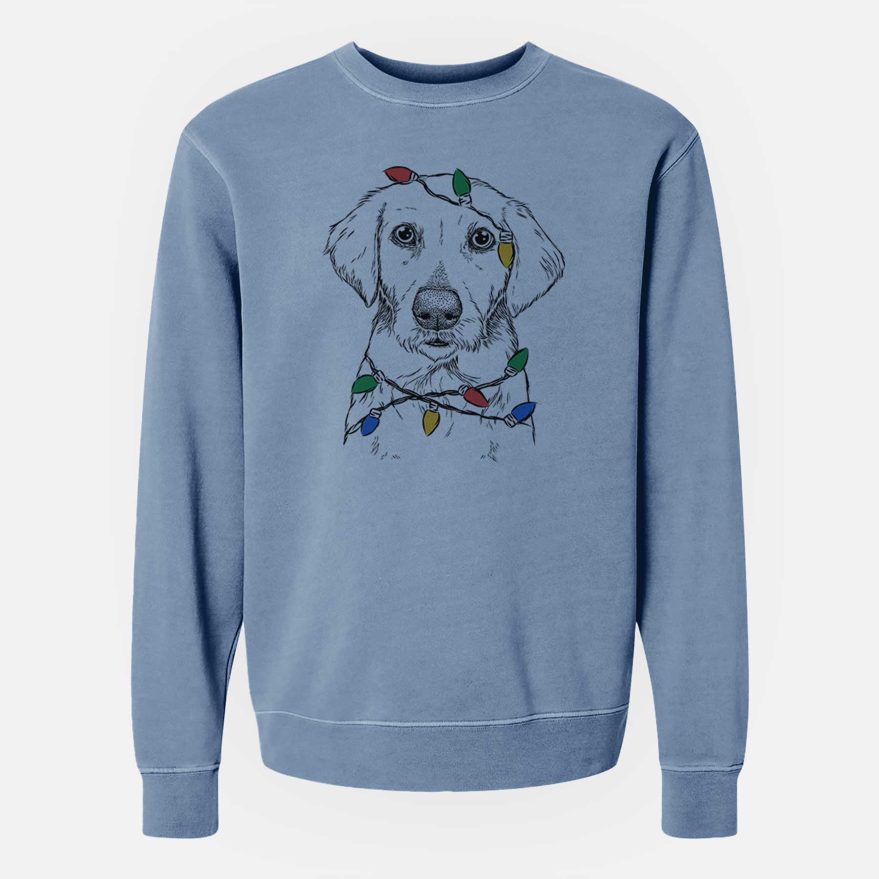 Christmas Lights Marley Sue the Labradoodle - Unisex Pigment Dyed Crew Sweatshirt