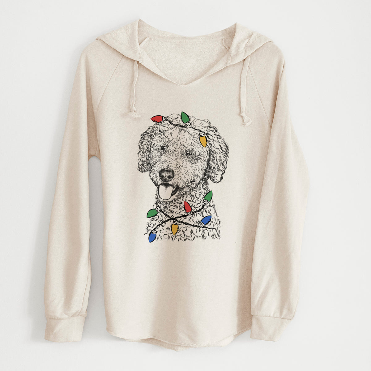Christmas Lights Marlow the Goldendoodle - Cali Wave Hooded Sweatshirt