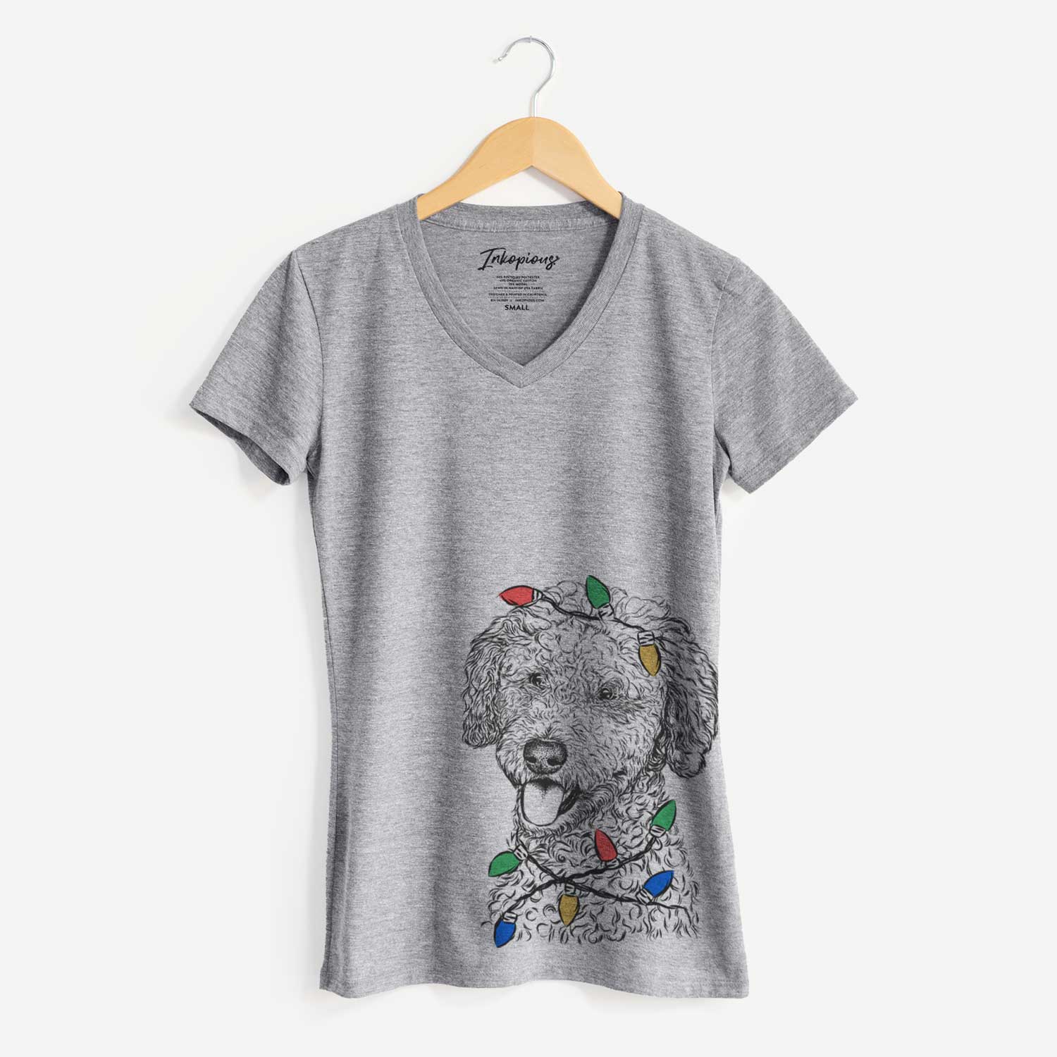 Christmas Lights Marlow the Goldendoodle - Women's V-neck Shirt