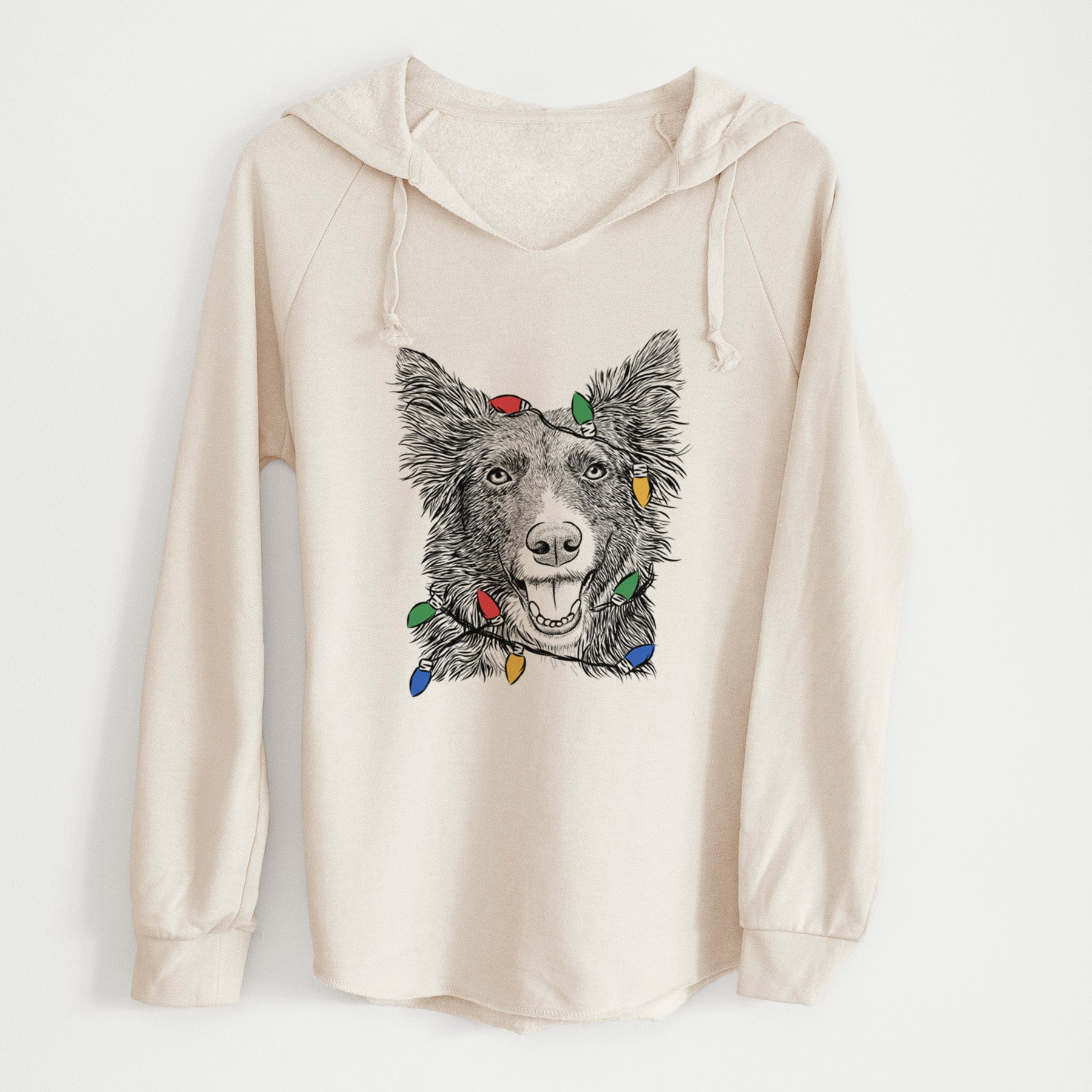Christmas Lights Marti the Border Collie - Cali Wave Hooded Sweatshirt