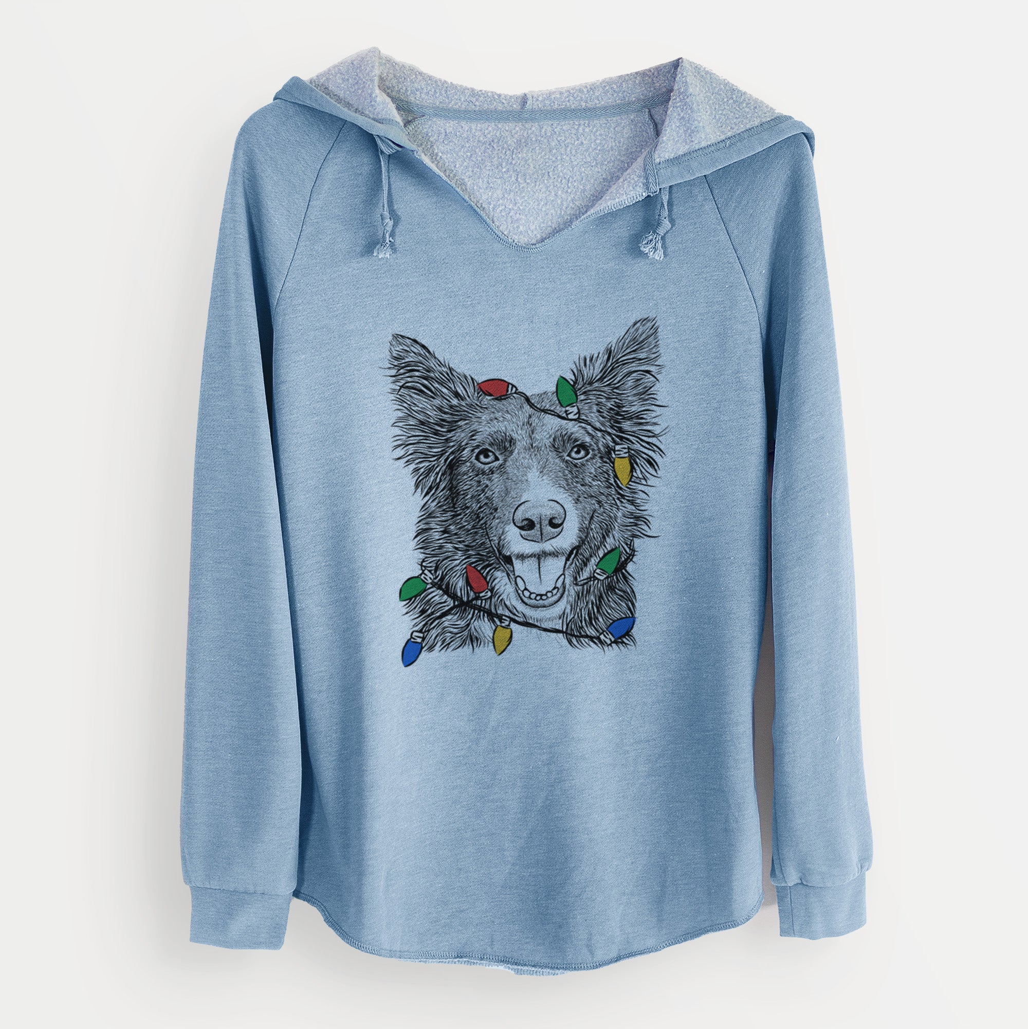 Christmas Lights Marti the Border Collie - Cali Wave Hooded Sweatshirt