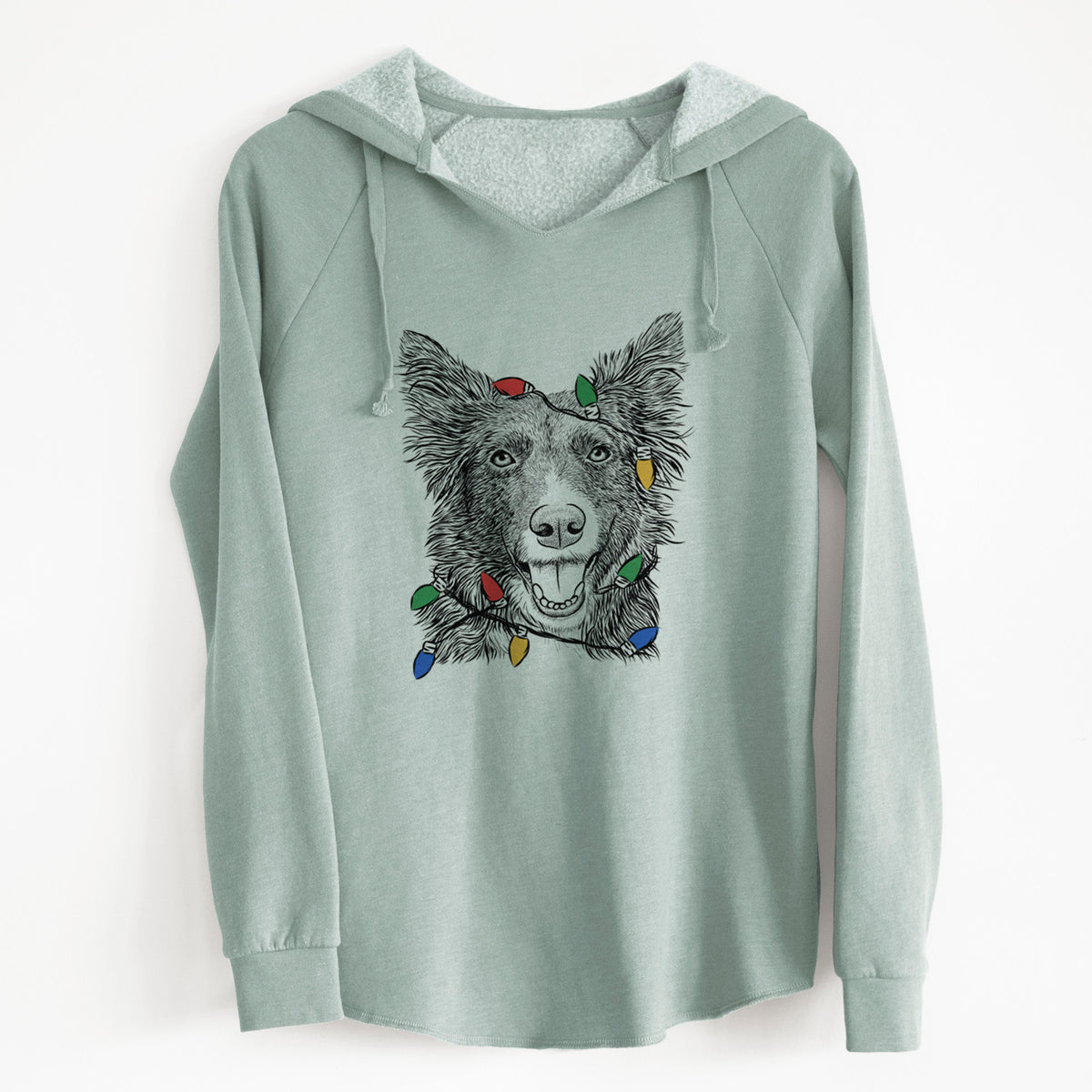 Christmas Lights Marti the Border Collie - Cali Wave Hooded Sweatshirt