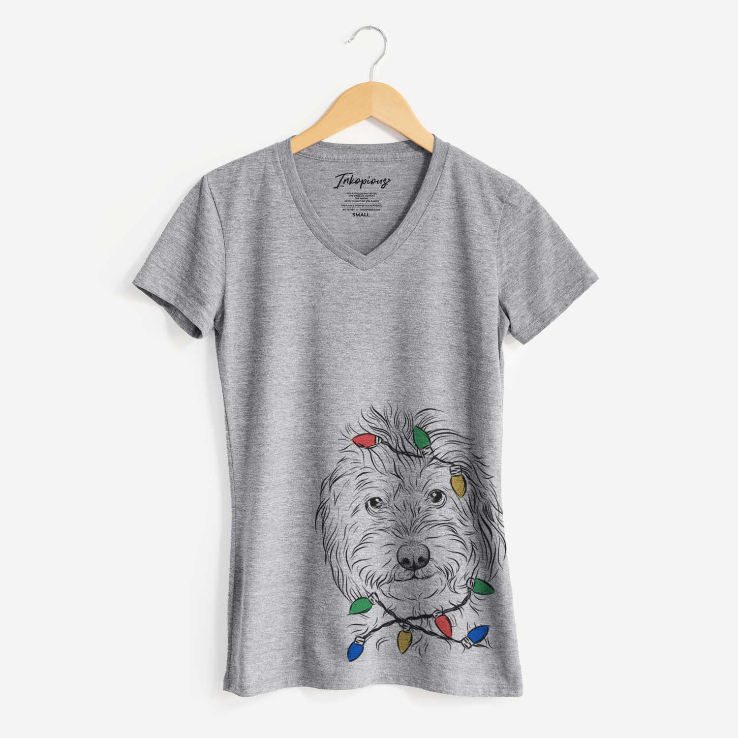 Christmas Lights Mason the Cavapoo - Women's V-neck Shirt