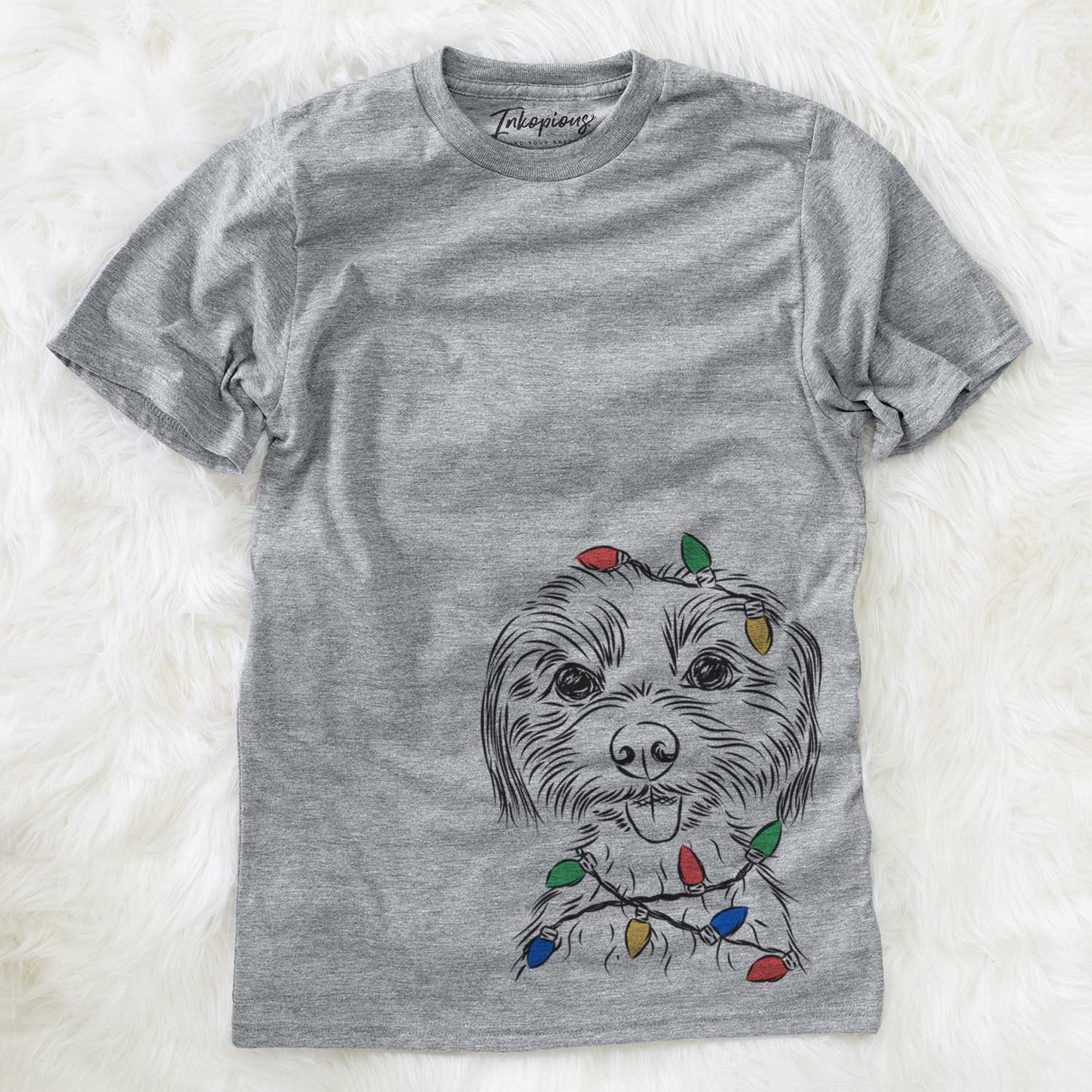 Christmas Lights Mater the Yorkshire Terrier - Unisex Crewneck