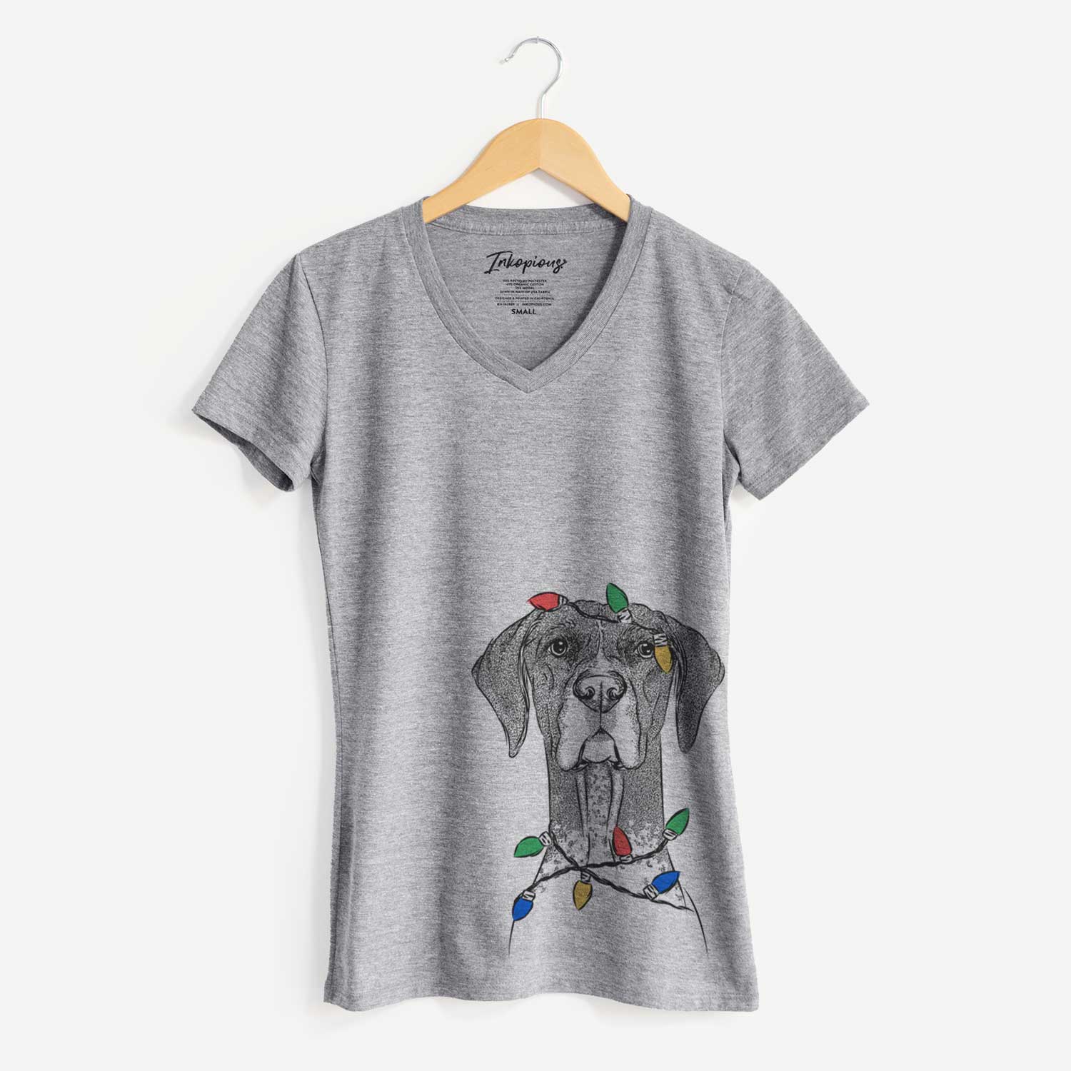 Christmas Lights Mattis the German Shorthaired Pointer - Women's V-neck Shirt