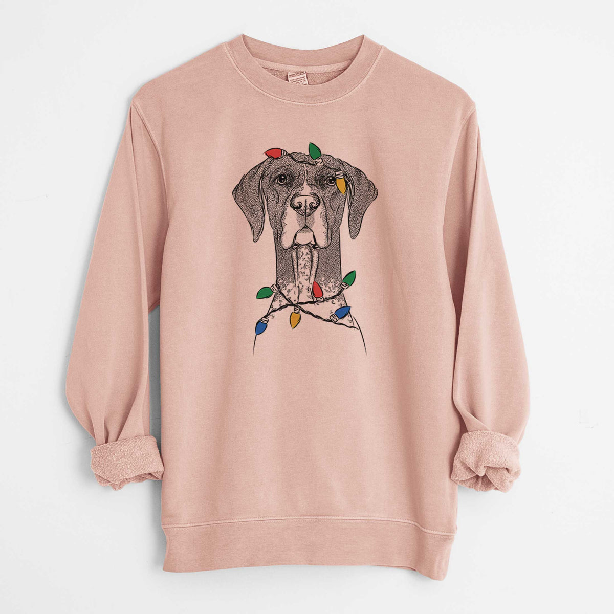 Christmas Lights Mattis the German Shorthaired Pointer - Unisex Pigment Dyed Crew Sweatshirt
