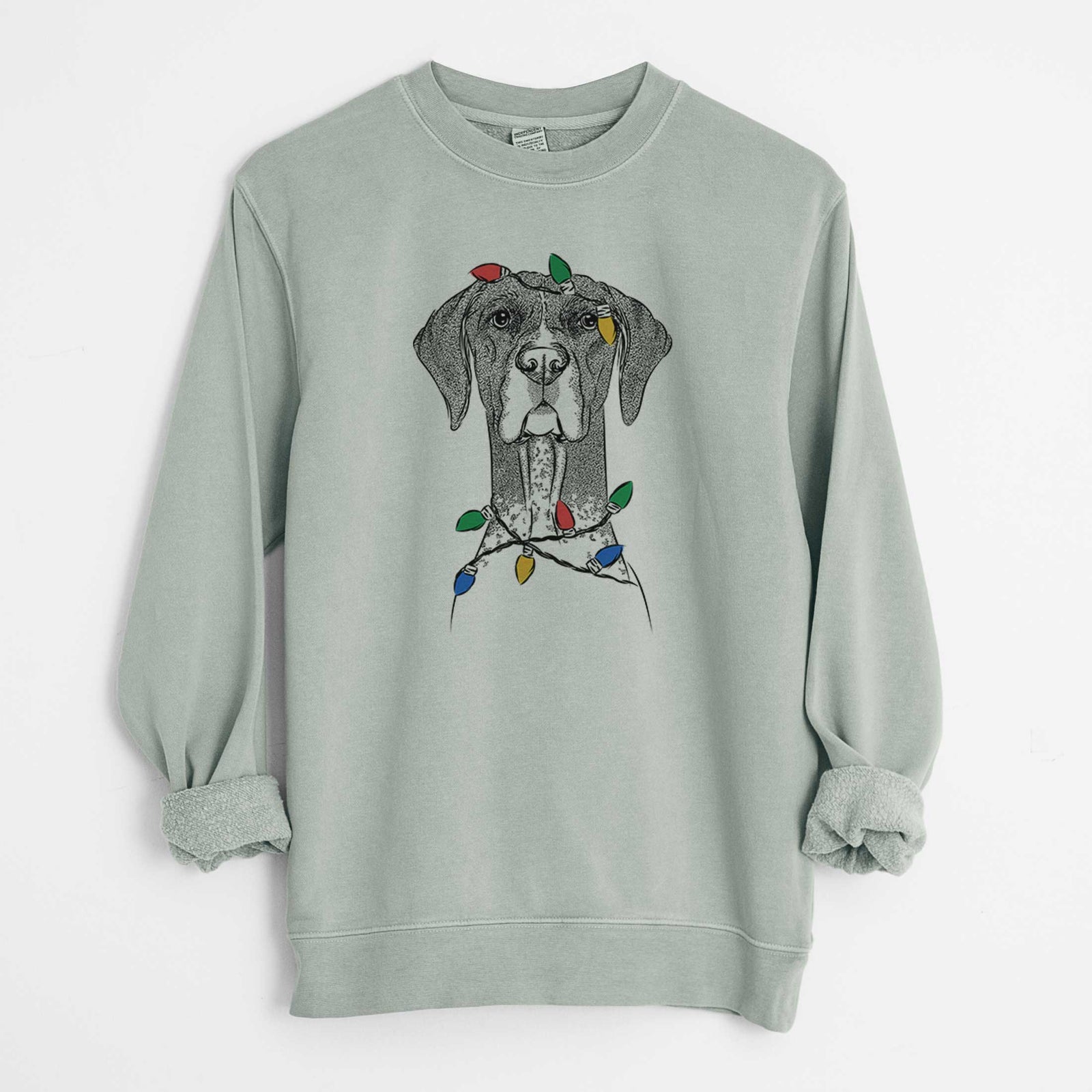 Christmas Lights Mattis the German Shorthaired Pointer - Unisex Pigment Dyed Crew Sweatshirt