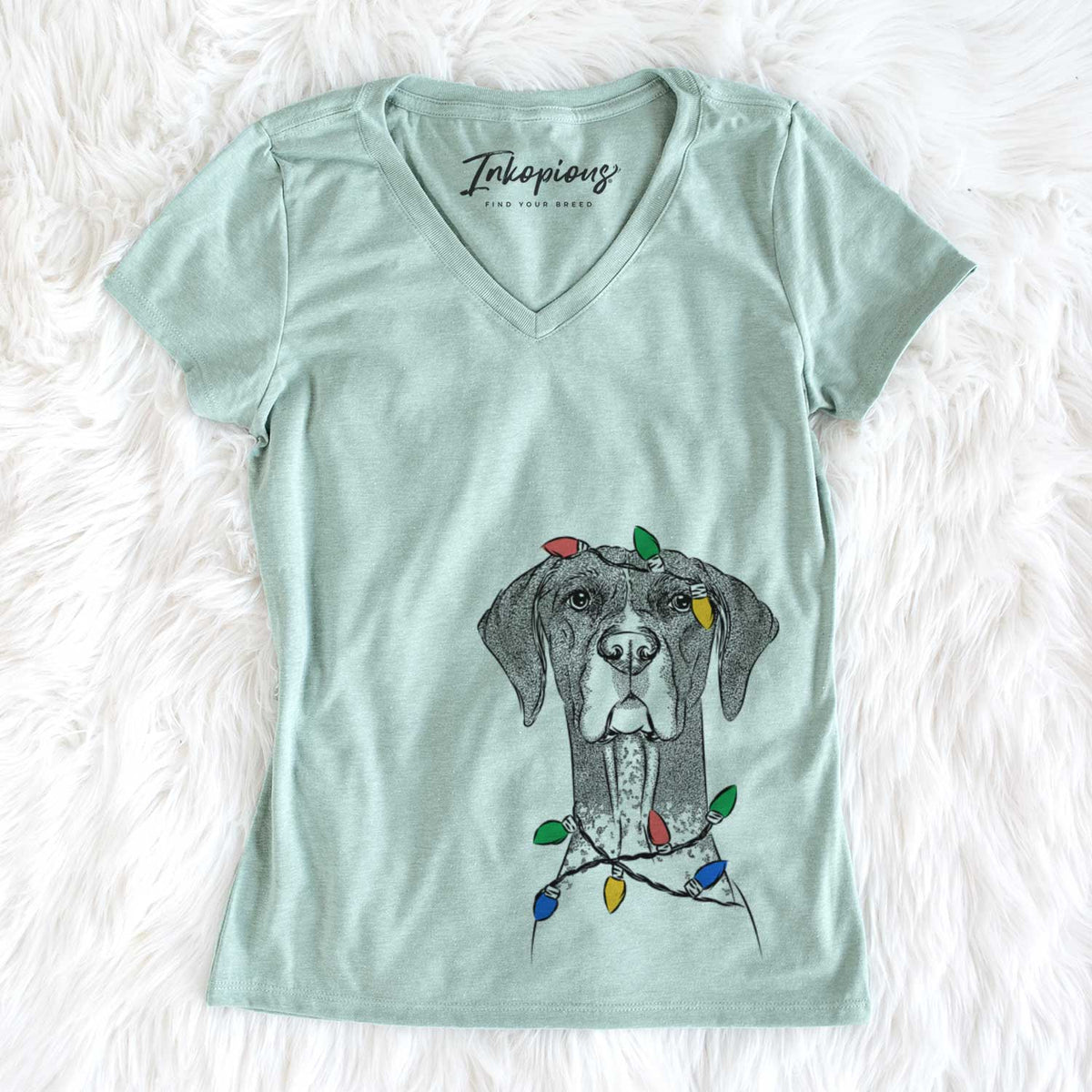 Christmas Lights Mattis the German Shorthaired Pointer - Women&#39;s V-neck Shirt