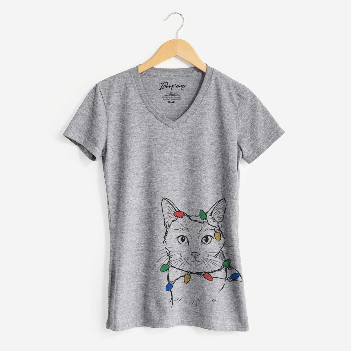 Christmas Lights Maverick the Cat - Women's V-neck Shirt