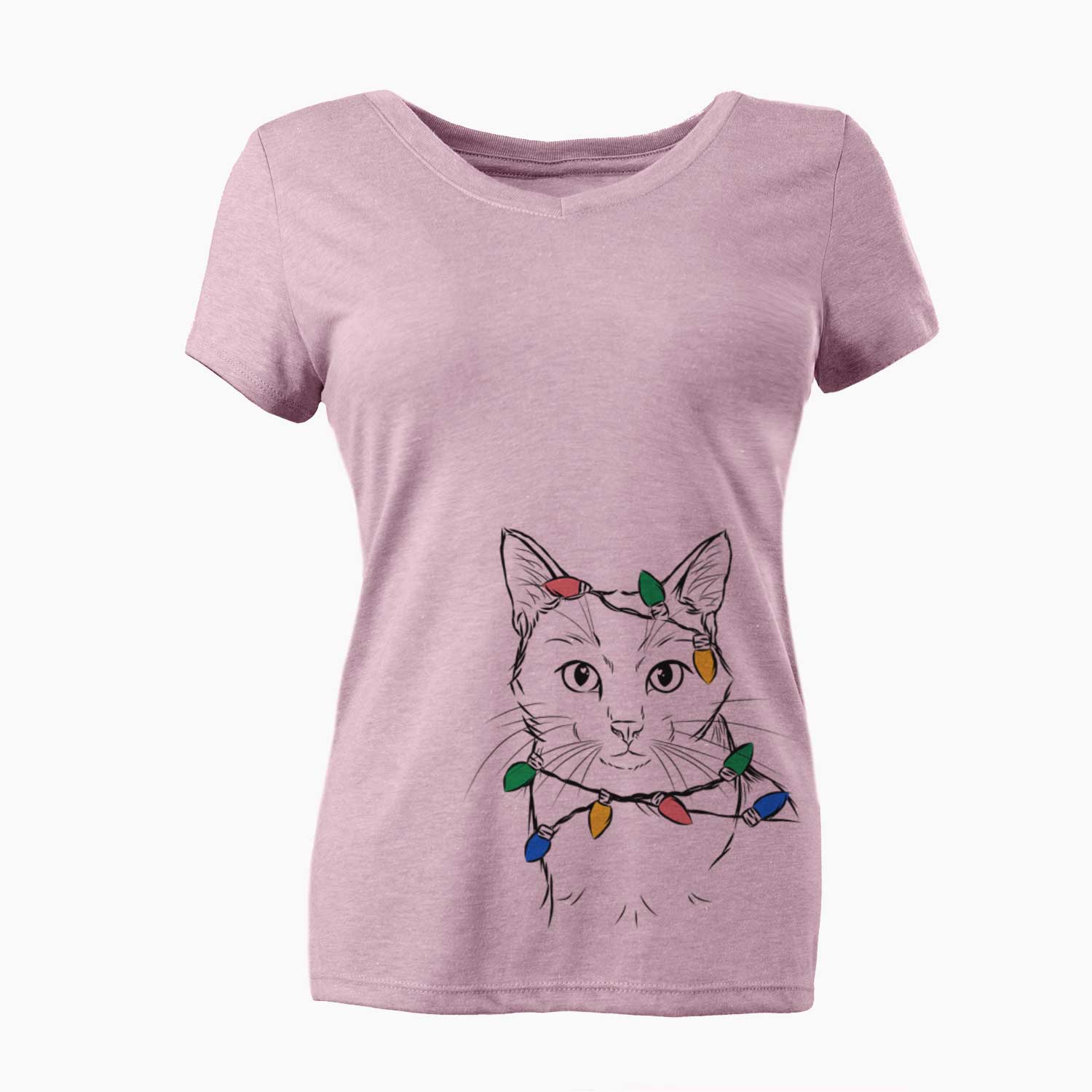 Christmas Lights Maverick the Cat - Women's V-neck Shirt