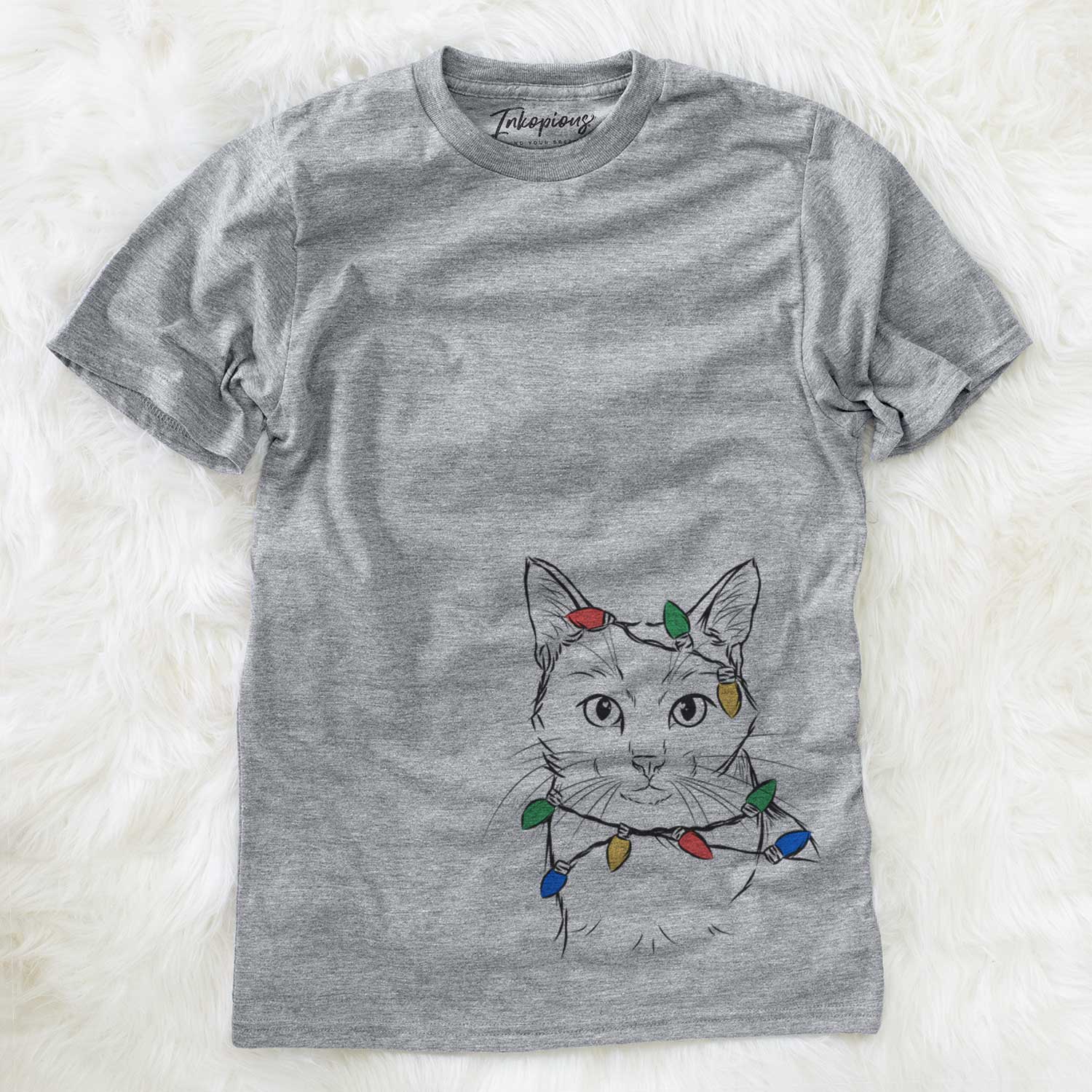 Christmas Lights Maverick the Cat - Unisex Crewneck