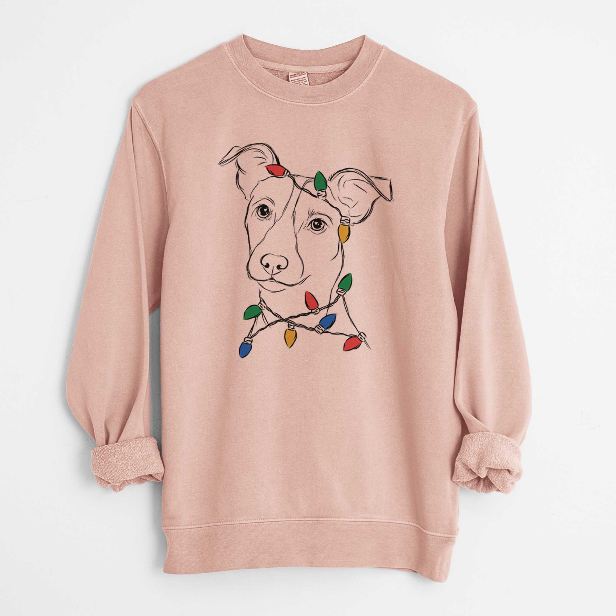 Christmas Lights Max the Jack Russell Terrier - Unisex Pigment Dyed Crew Sweatshirt