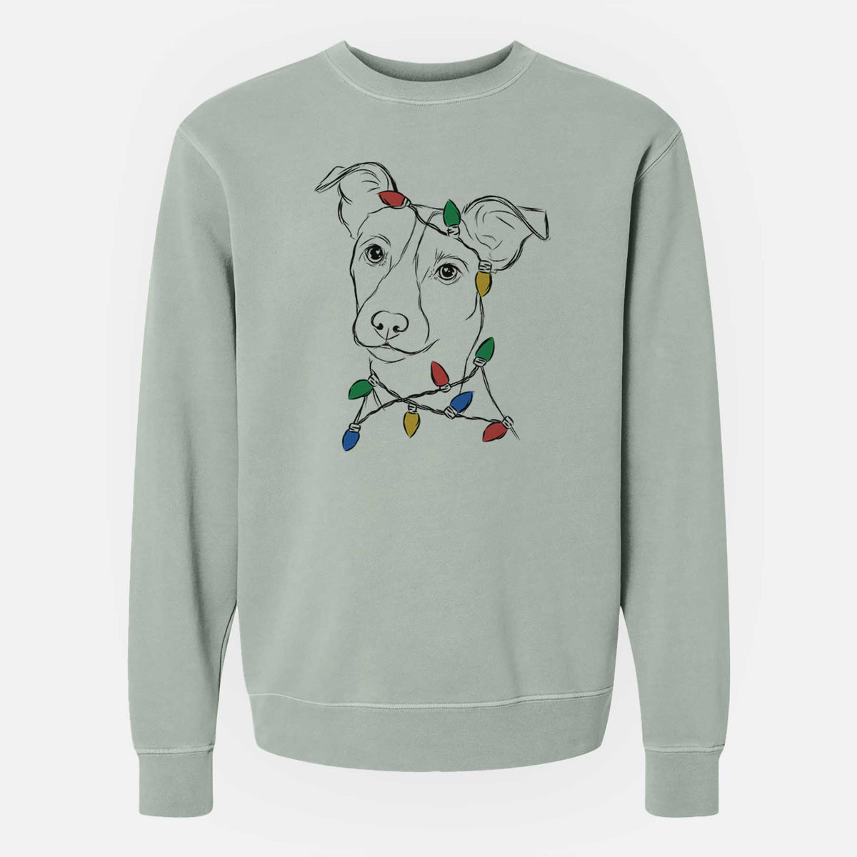 Christmas Lights Max the Jack Russell Terrier - Unisex Pigment Dyed Crew Sweatshirt