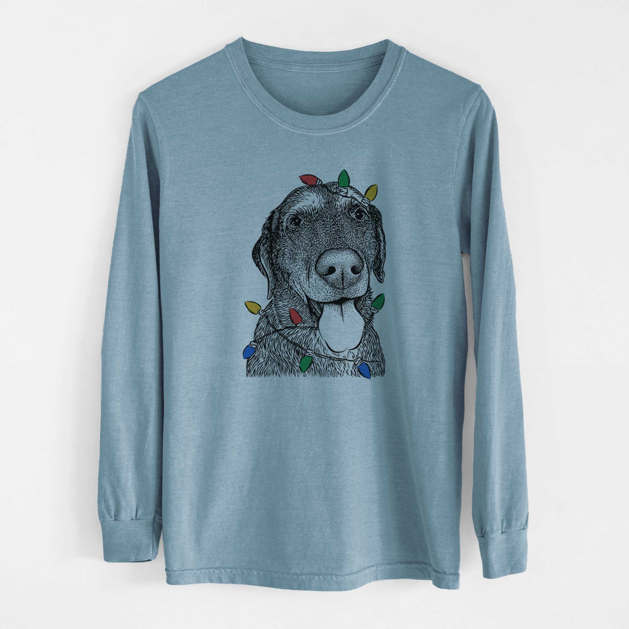 Christmas Lights Max the Labrador Retriever - Heavyweight 100% Cotton Long Sleeve