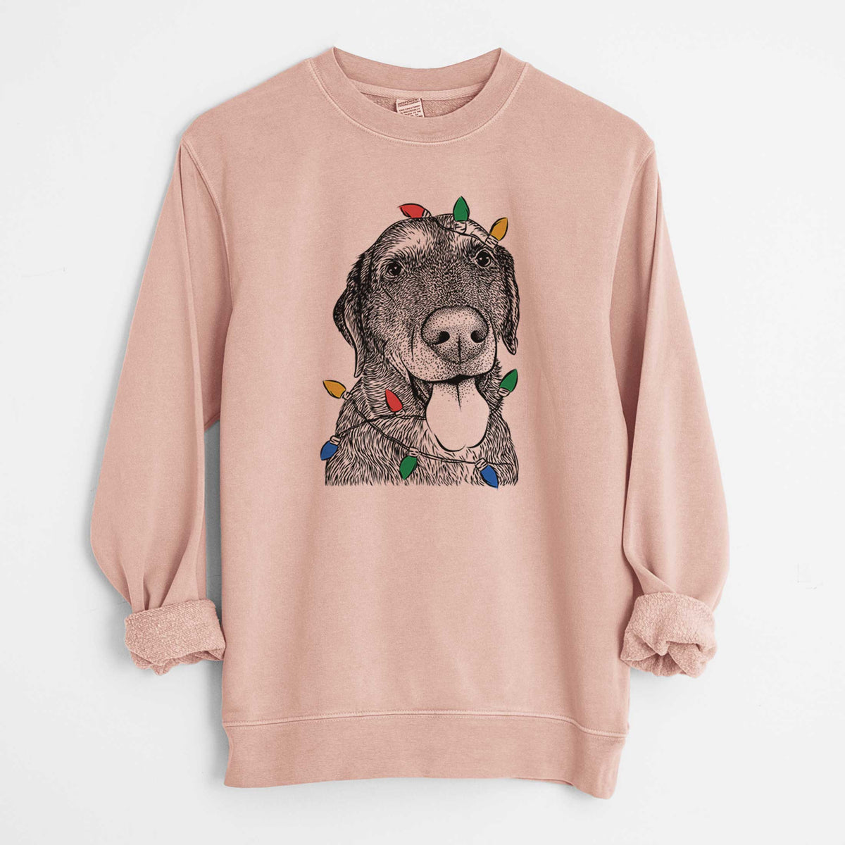 Christmas Lights Max the Labrador Retriever - Unisex Pigment Dyed Crew Sweatshirt