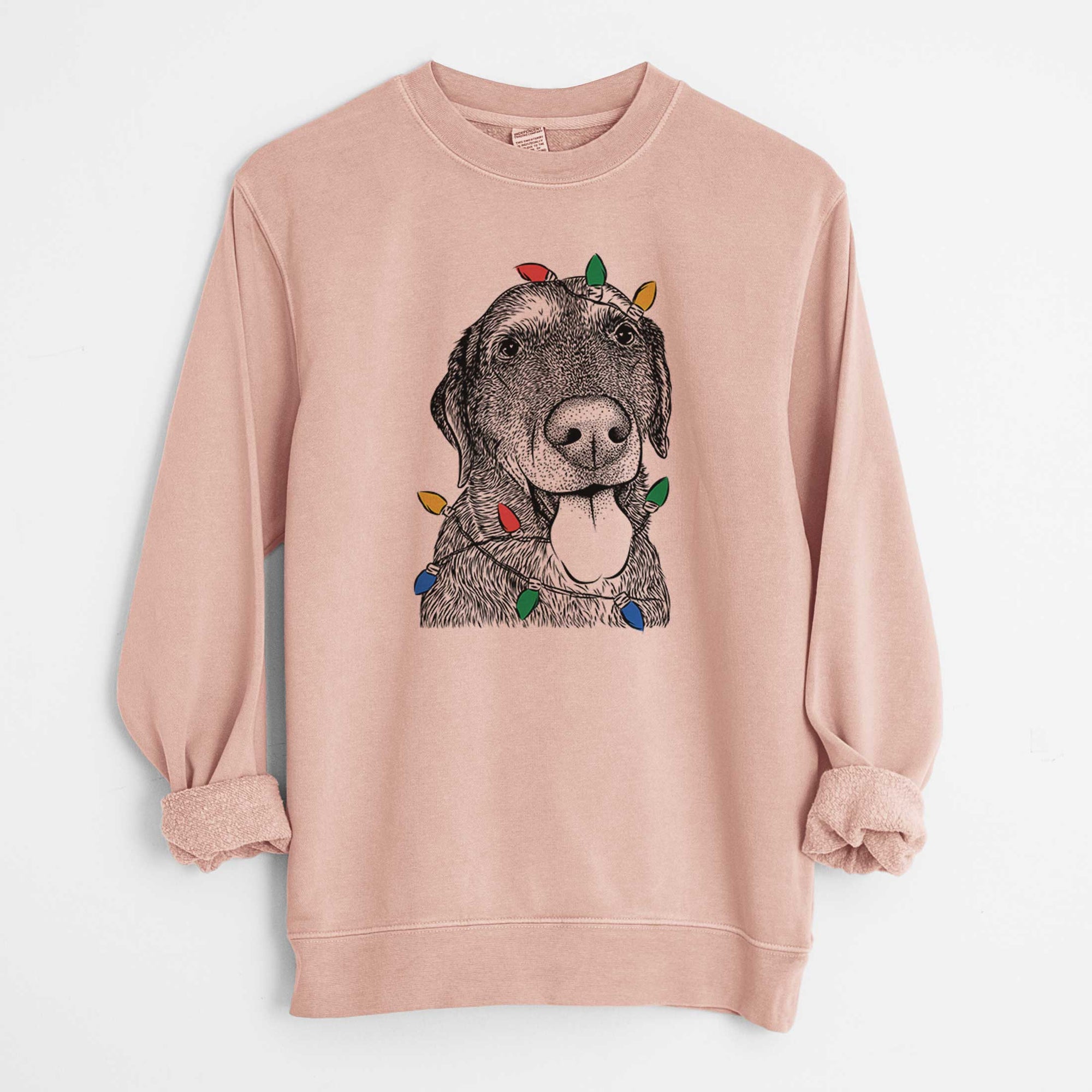 Christmas Lights Max the Labrador Retriever - Unisex Pigment Dyed Crew Sweatshirt