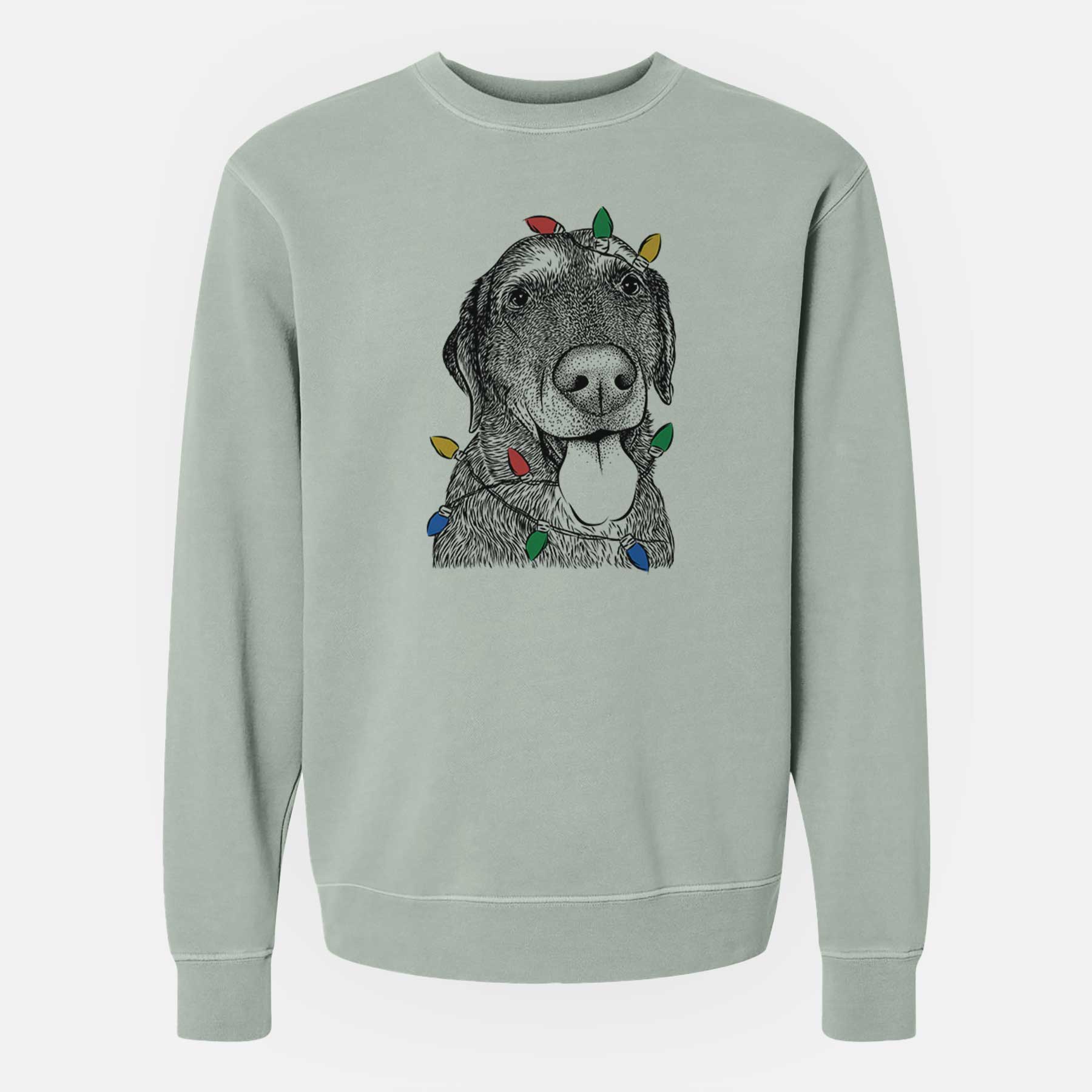 Christmas Lights Max the Labrador Retriever - Unisex Pigment Dyed Crew Sweatshirt