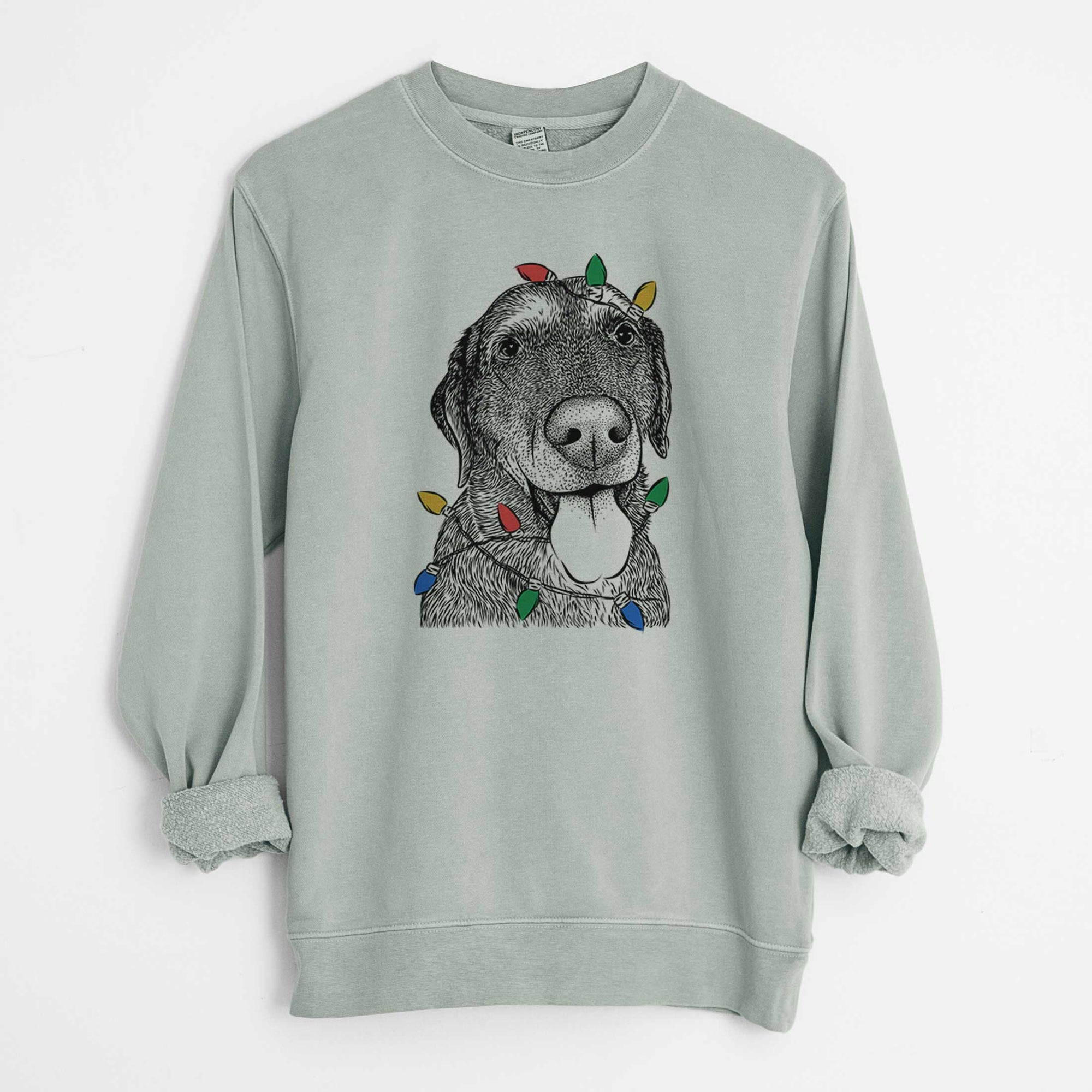 Christmas Lights Max the Labrador Retriever - Unisex Pigment Dyed Crew Sweatshirt