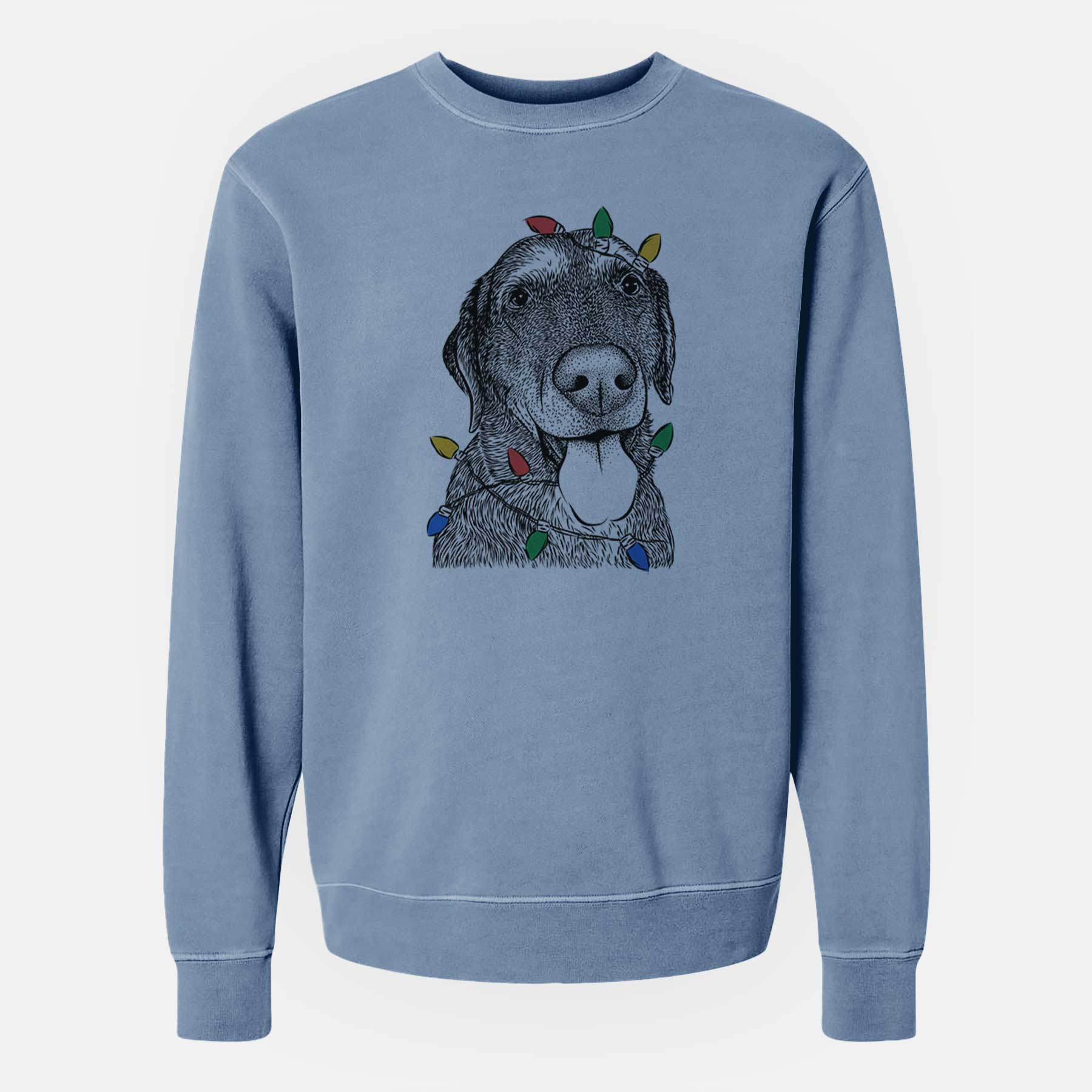 Christmas Lights Max the Labrador Retriever - Unisex Pigment Dyed Crew Sweatshirt