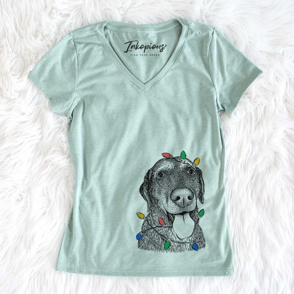 Christmas Lights Max the Labrador Retriever - Women&#39;s V-neck Shirt