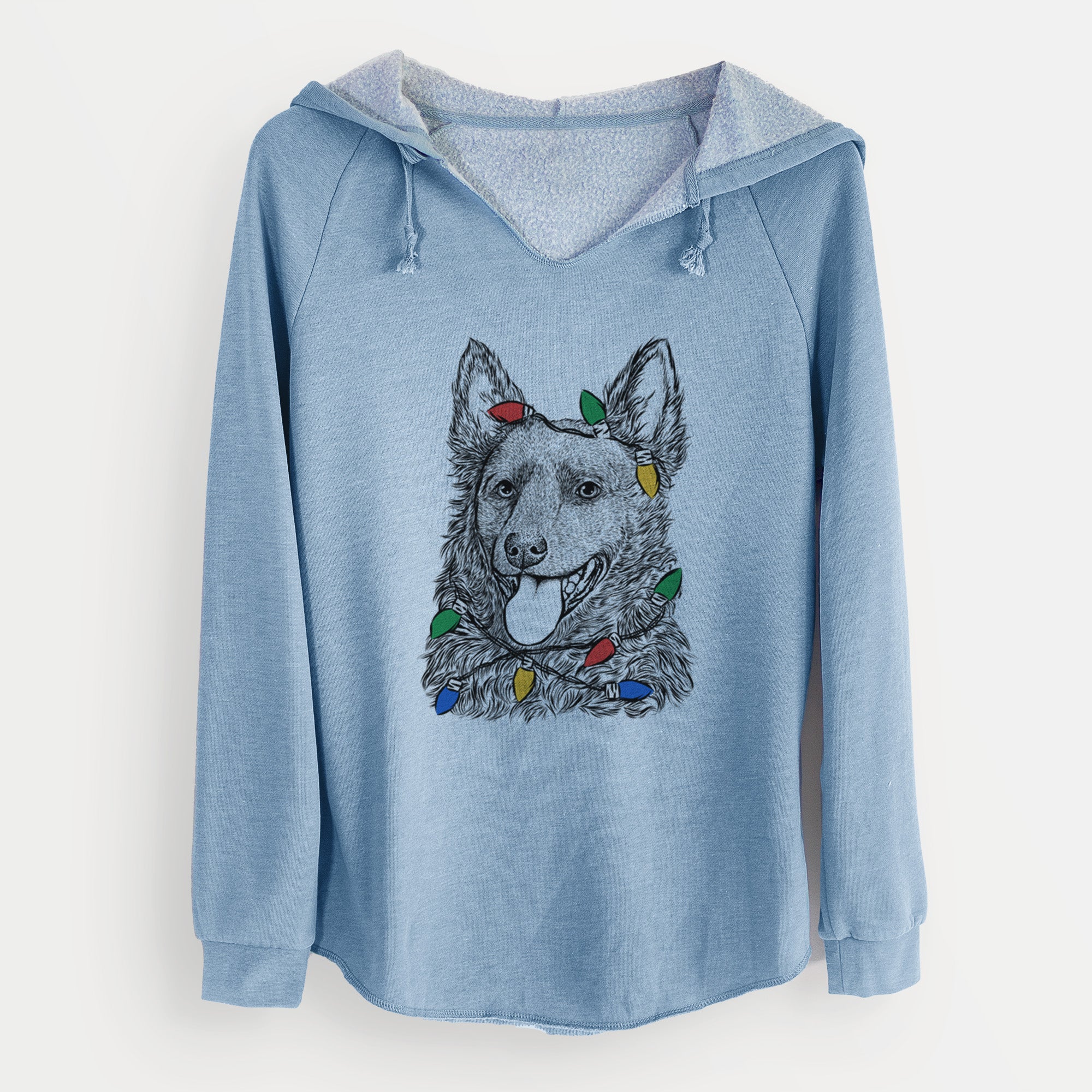 Christmas Lights Maximo the Mudi - Cali Wave Hooded Sweatshirt