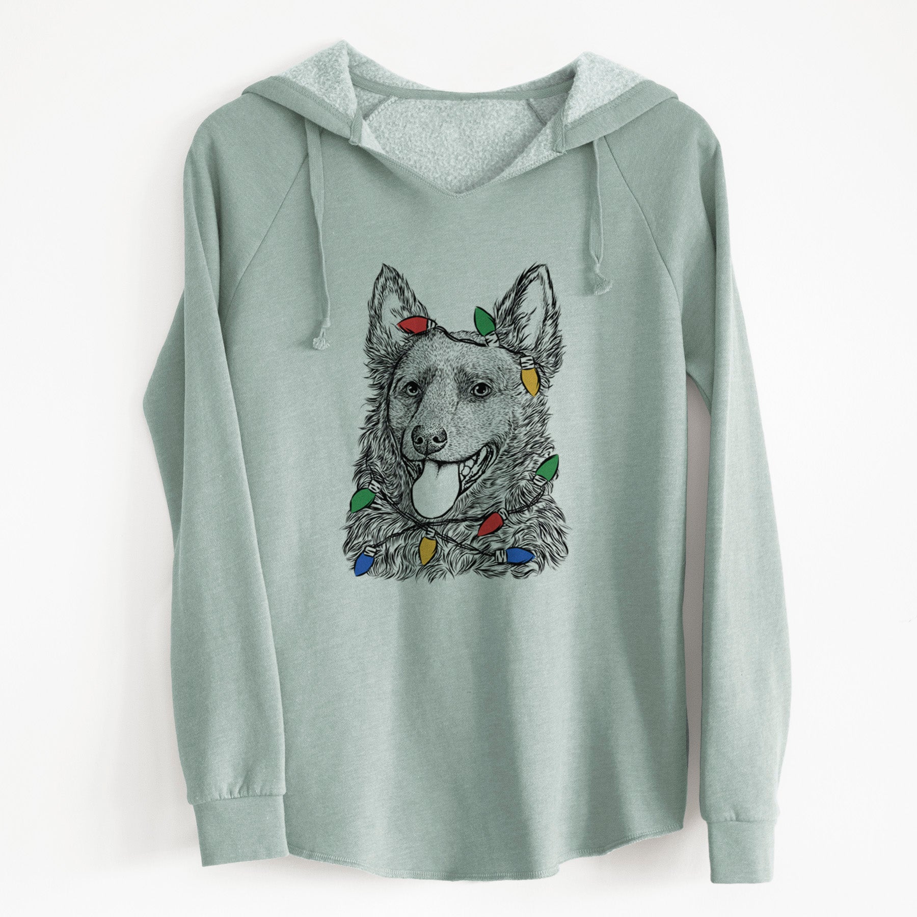 Christmas Lights Maximo the Mudi - Cali Wave Hooded Sweatshirt